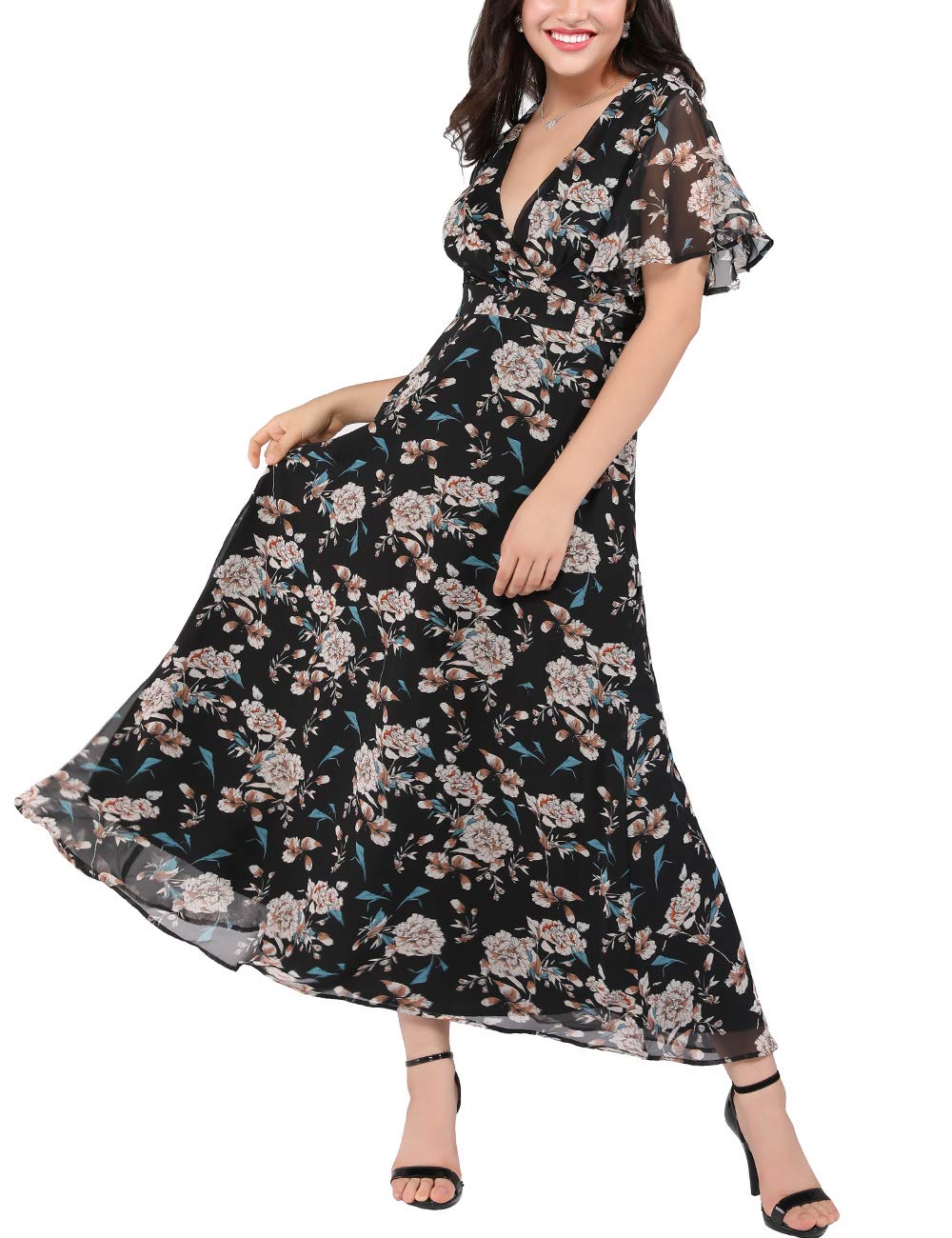 Buy Azalosie Women Wrap Maxi Dress Short Sleeve V-Neck Flowy Bridesmaid  Dress Wedding Cocktail Formal Party Prom Gown Long Dress Online at  desertcartCyprus