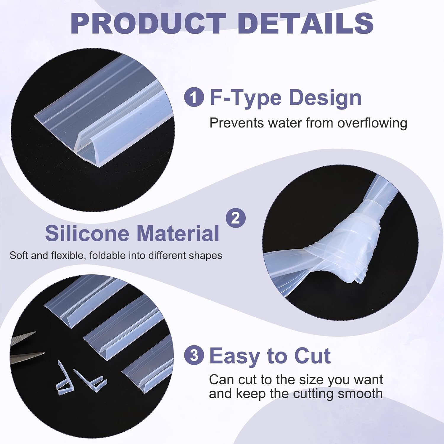 uxcell Shower Door Side Seal, Widen F-Type Shower Door Sweep for 5/16" Glass 197" Long Silicone Frameless Glass Seal Strip, Stop Leak and Create A Water Barrier for Bathroom Office, Clear