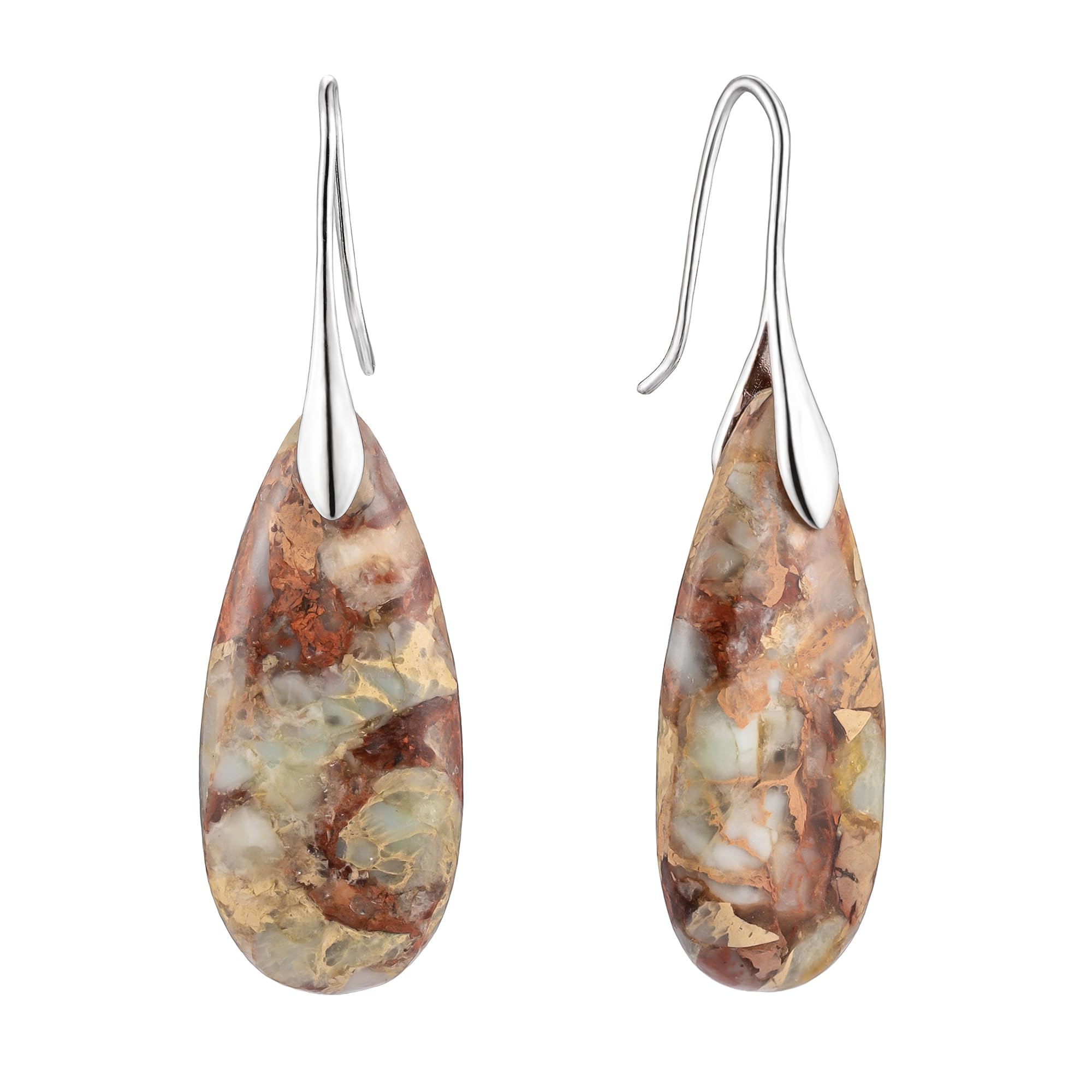 SELOVOStone Fishhoop Dangle Drop Earrings Statement Earrings Silver Tone