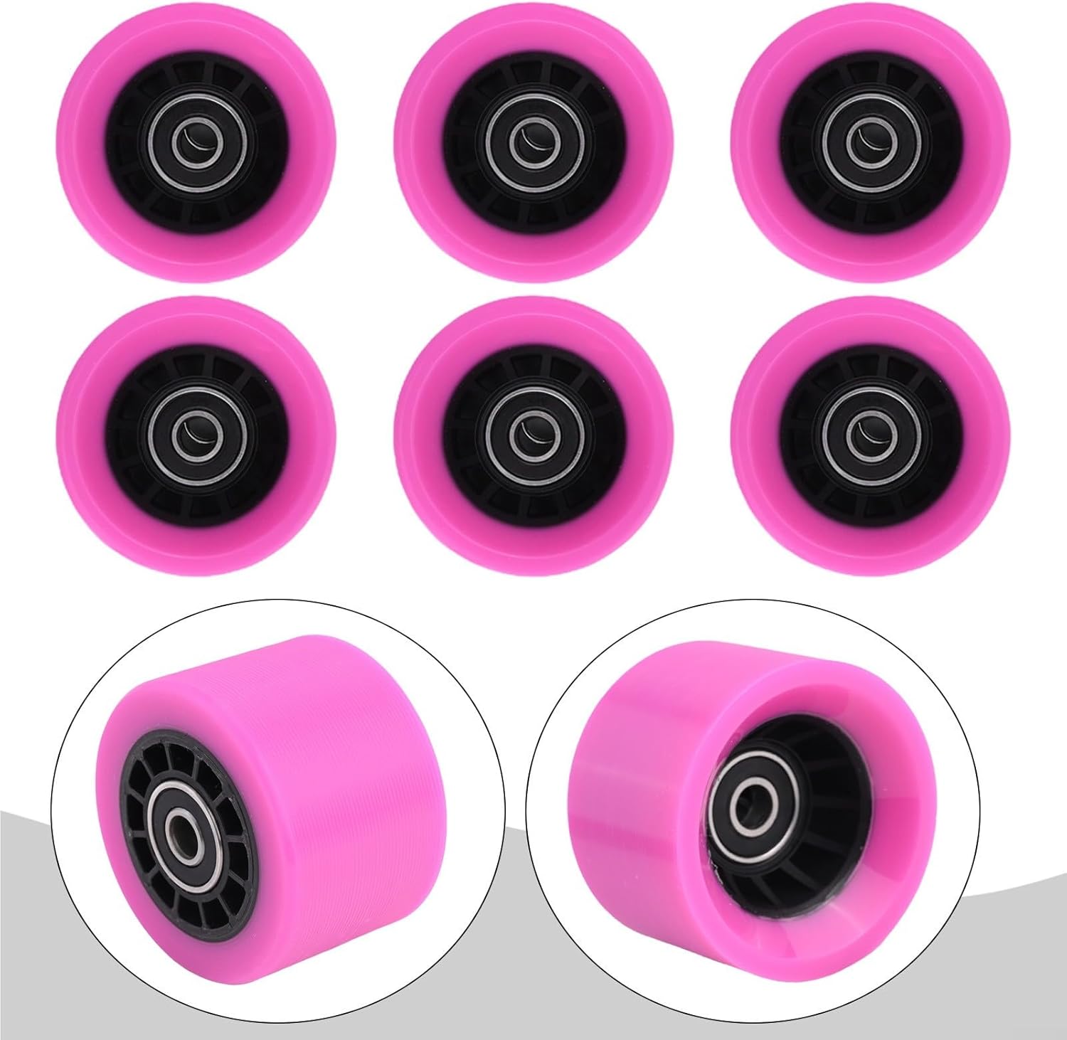 8pcs Roller Skate Wheels 58mm PU Double Row Quad Skateboard Wheels with Bearings High Carbon Steel Indoor Outdoor Skating Accessories