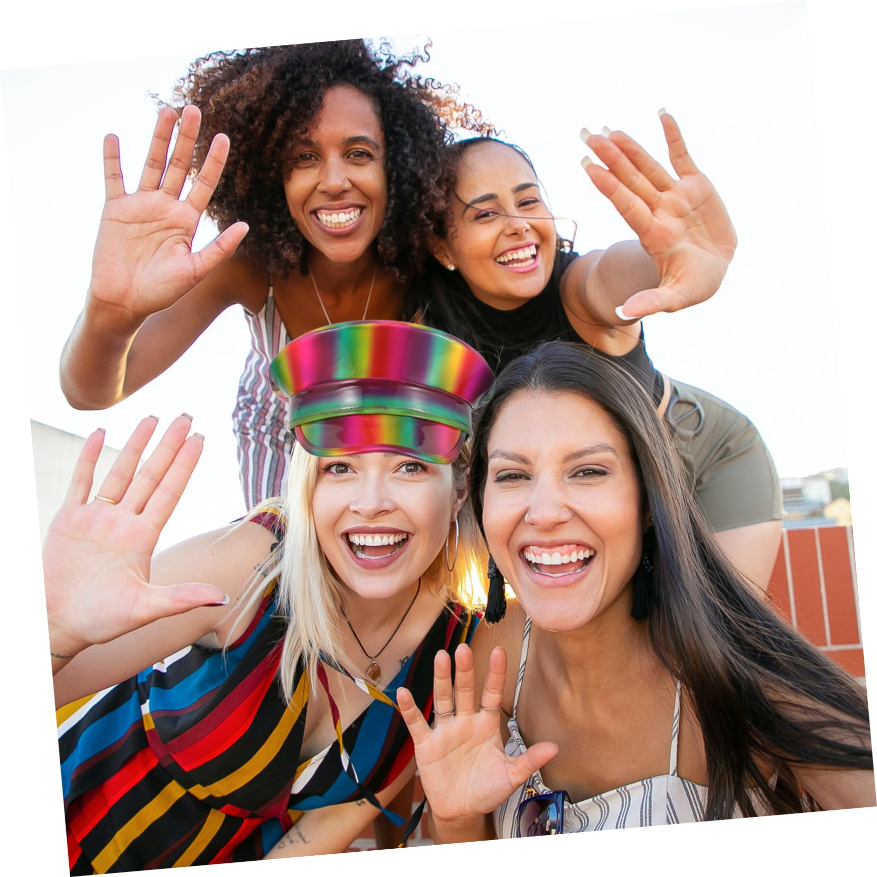 BESTYASH Sombrero De Colorido Para Mujer Gorro De Fiesta Náutica Sombrero De Cuero Brillante Diseño Arcoíris Para Eventos Temáticos y Fotos Festivas