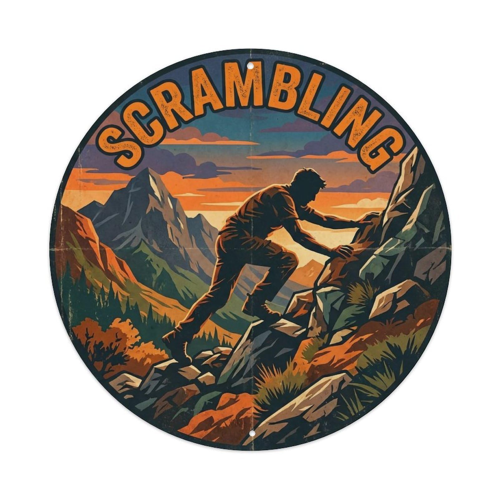 Vintage Scrambling Extreme Sports Metal Tin Sign