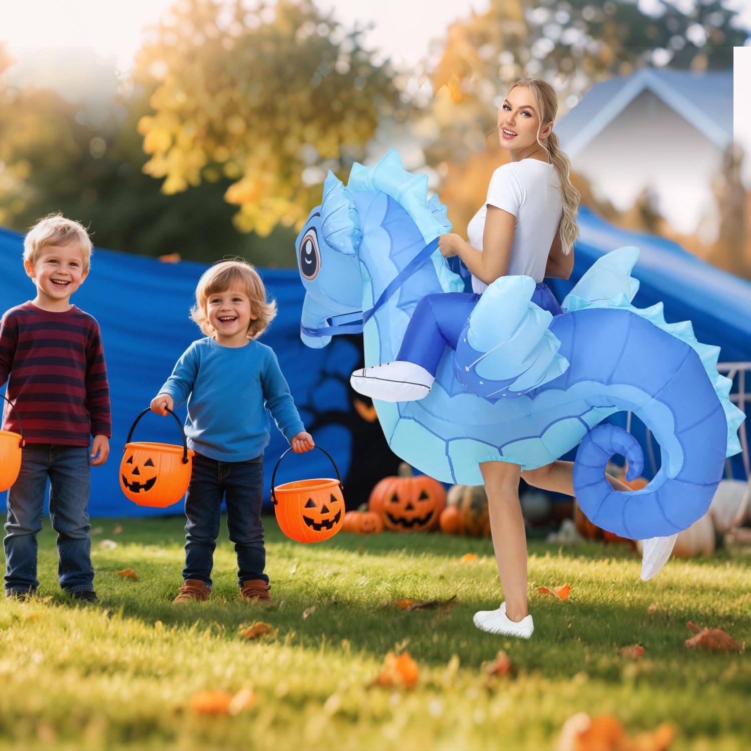 Spinosaurus Inflatable Seahorse Costume for Adult Inflatable Costume Halloween Blow Up Costumes Funny Inflatable Sea Costumes for Men Women - Image 3