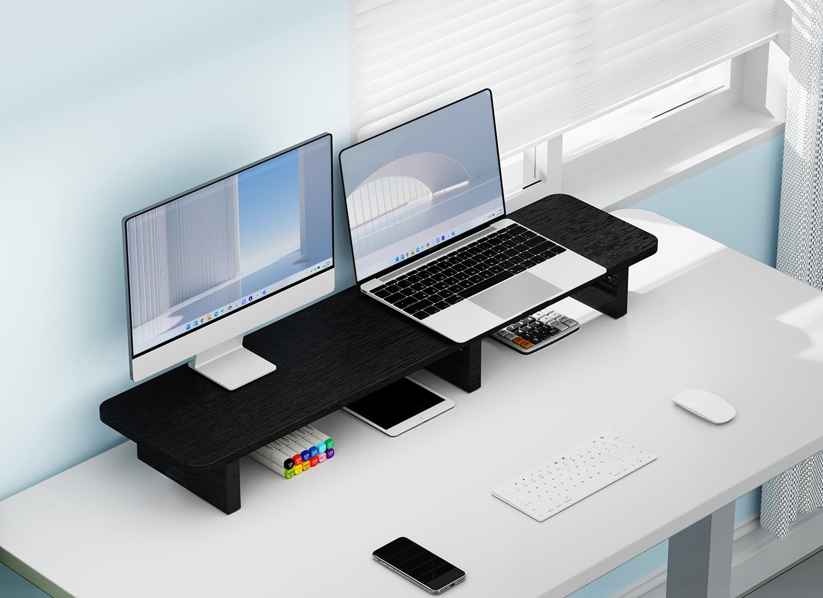 Ergofoucs Dual Monitor Stand, Extra Large Monitor Stand Riser for 2 ...