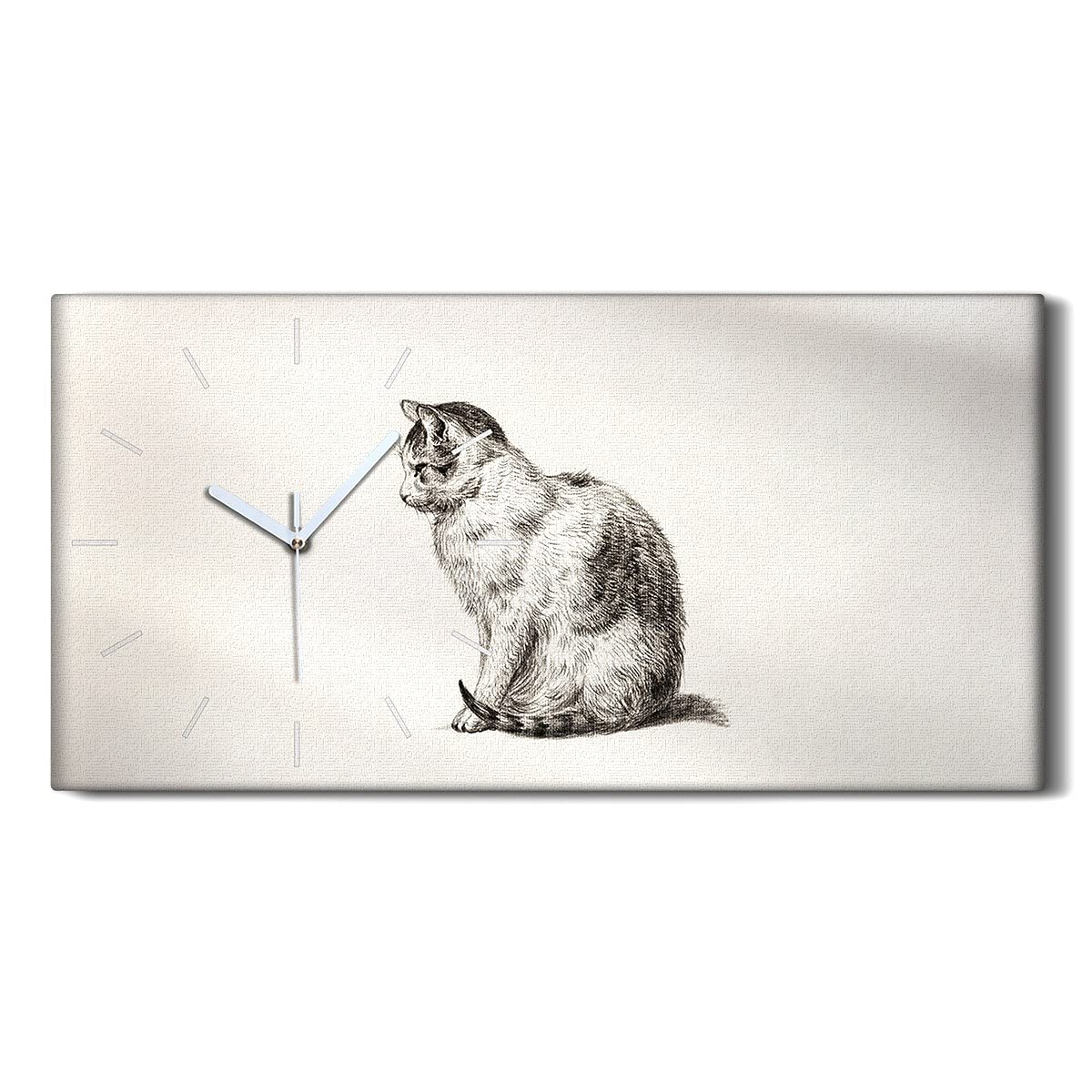 Horloge sur Toile Chat 60x30cm - Décoration Murale Salon et Chambre