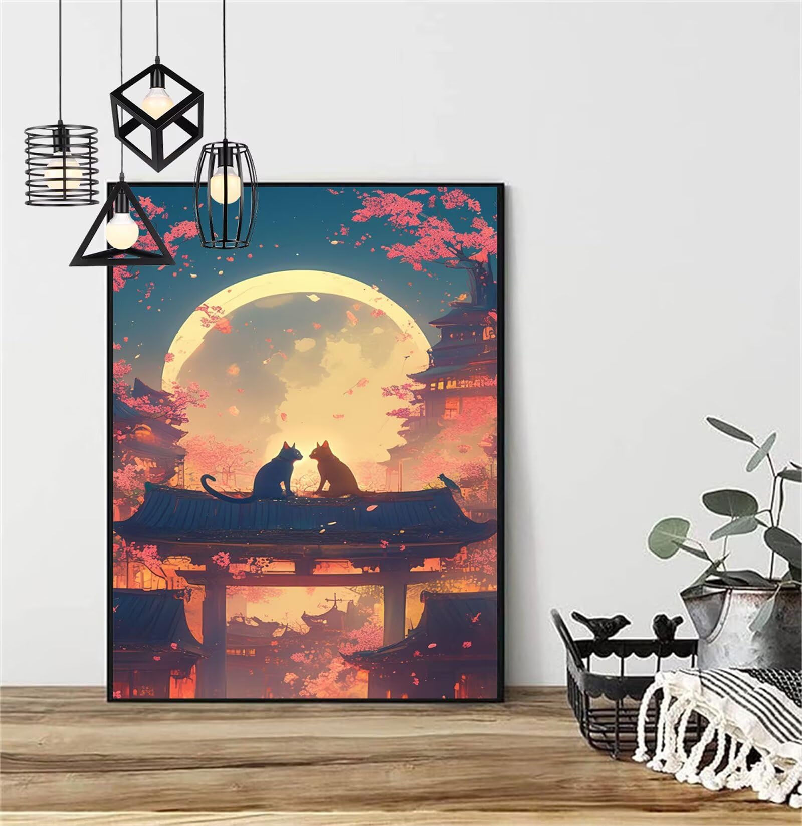 Diamentowe malowanie Kot Diament Malarstwo Dzieci 60 x 90 cm 2025 Diamentowe Malarstwo Księżyc, DIY 5D Diamentowe Rysunki Ścieg Krzyżowy Rzemiosło Dorosły, Obraz Diamentowy Wystrój Domu Prezenty