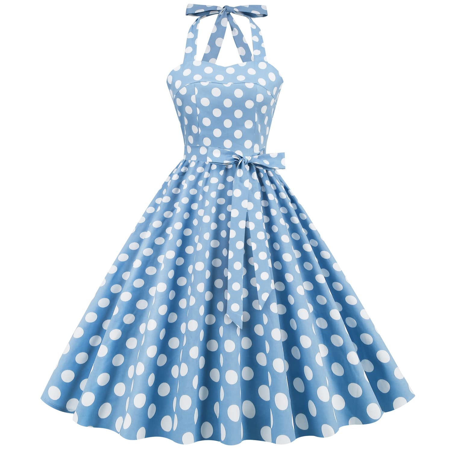 1950s Dresses for Women Vintage Retro Cocktail Party Swing Dresses Halter Floral Rockabilly 50s Polka Dot Pin up Dress