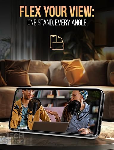 Miniatura 6 de Funda diseñada para Samsung Galaxy S23 con funda de clip para cinturón, funda con función atril, color negro (líneas)