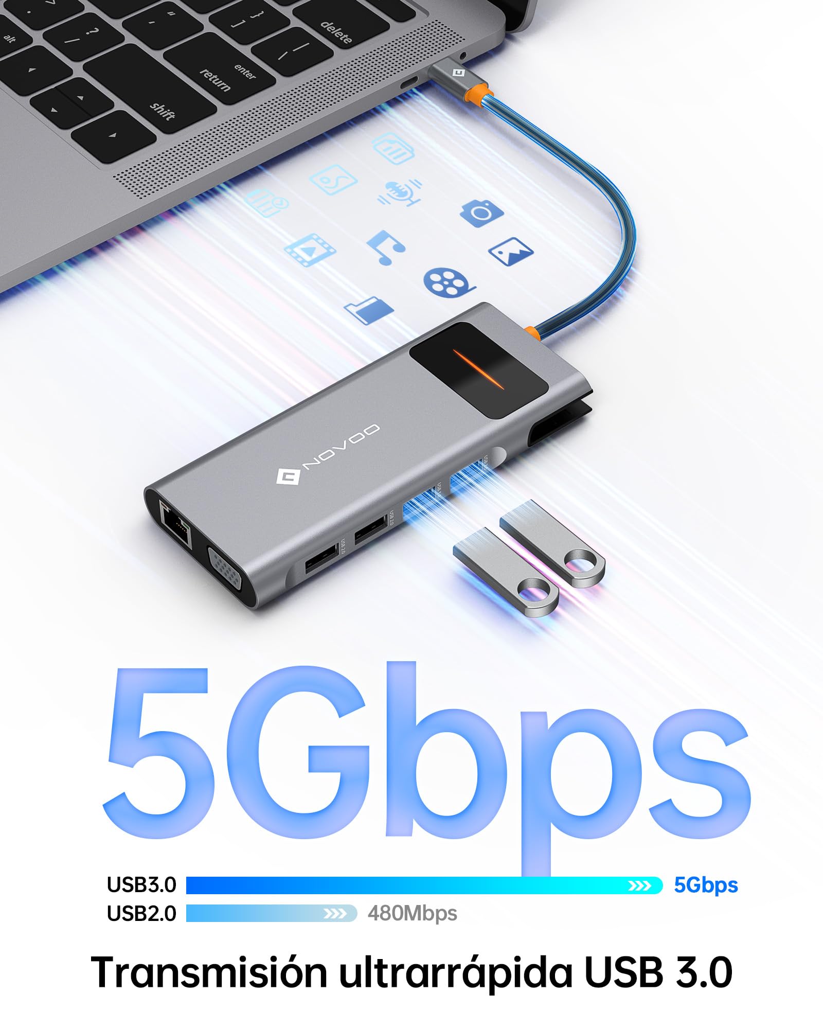 NOVOO Docking Station USB C 12 en 1, Triple Pantalla