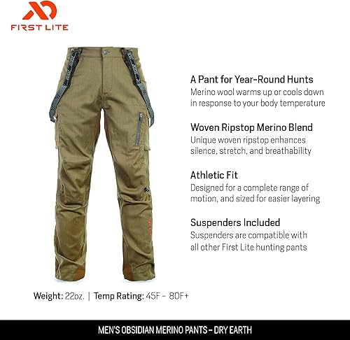 Miniatura 2 de First Lite Mens Obsidian Merino Wool Pant - Versatile Camo Hunting Pants