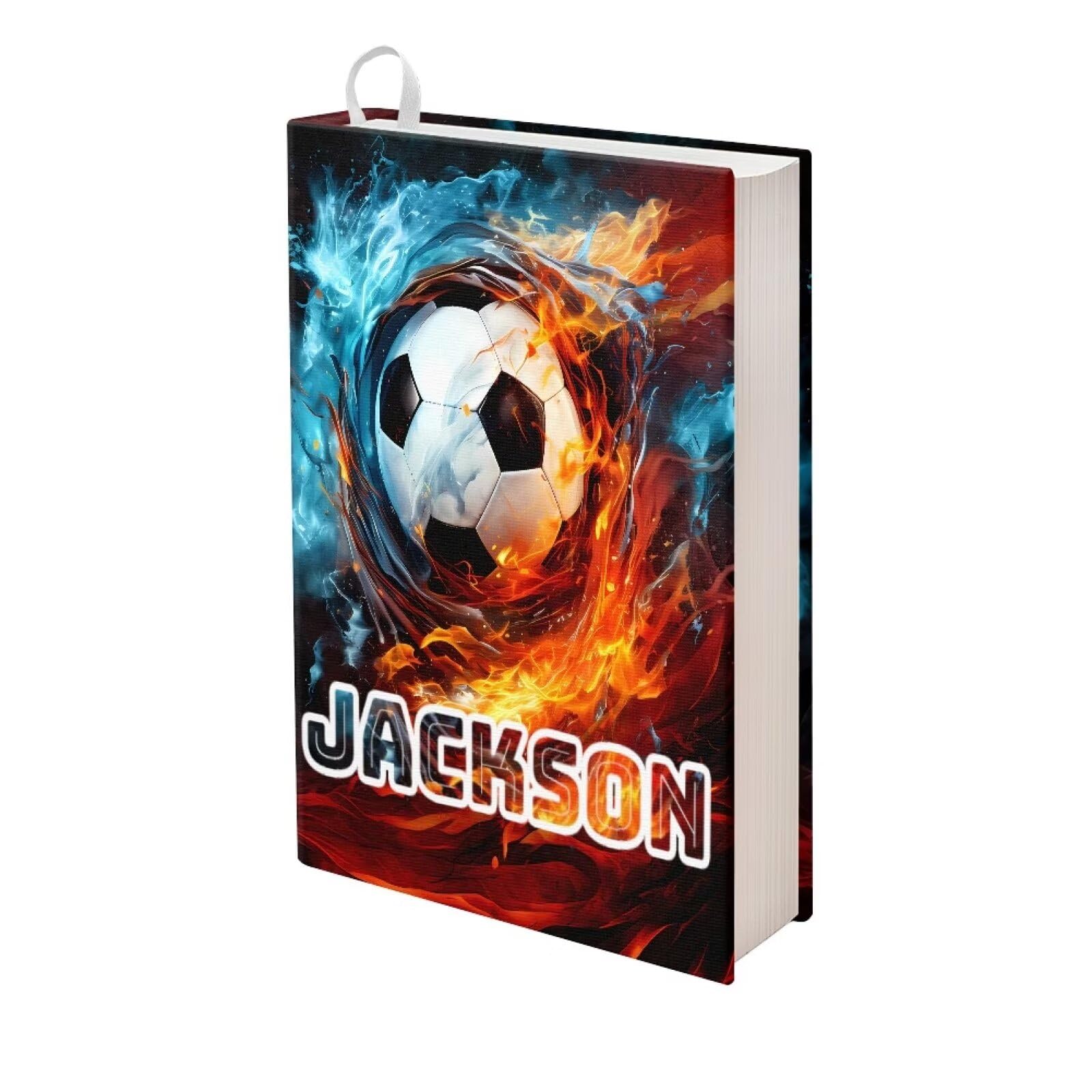 Tuoxiukan Soccer Book Covers for Paperback Personalized Book Sleeve For Book Lovers Fire Flame Stretch Washable Fabric Book Cover with Bookmark Belt 9x11 Inch Book Sleeve Protector