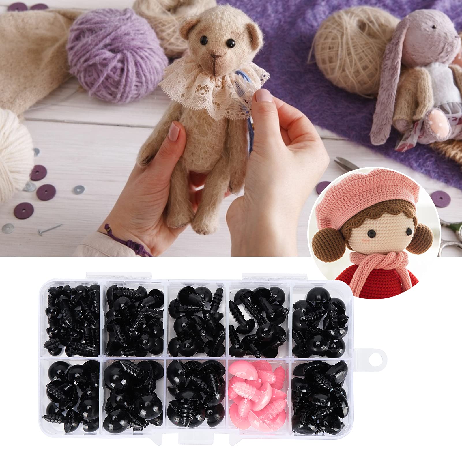 THE MARS Plastic Eyes Noses, DIY Toy Materials Plush Doll Plastic Eyes for Dolls for a Variety of Dolls for Teddy Bears for Stuffed Animals(G)