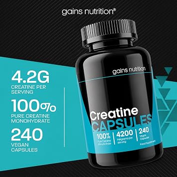 GN Creatine Capsules | 240 Creatine Monohydrate Capsules for Men & Women | High Strength 4200mg Creatine-Monohydrate Per Serving | Non-GMO, Gluten & Filler Free