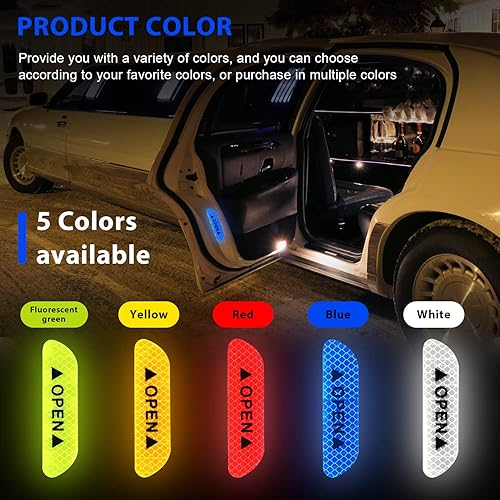 Miniatura 6 de 4 calcomanías reflectantes anticolisión para puerta de automóvil, cinta adhesiva de advertencia de precaución de seguridad para automóvil, camión,