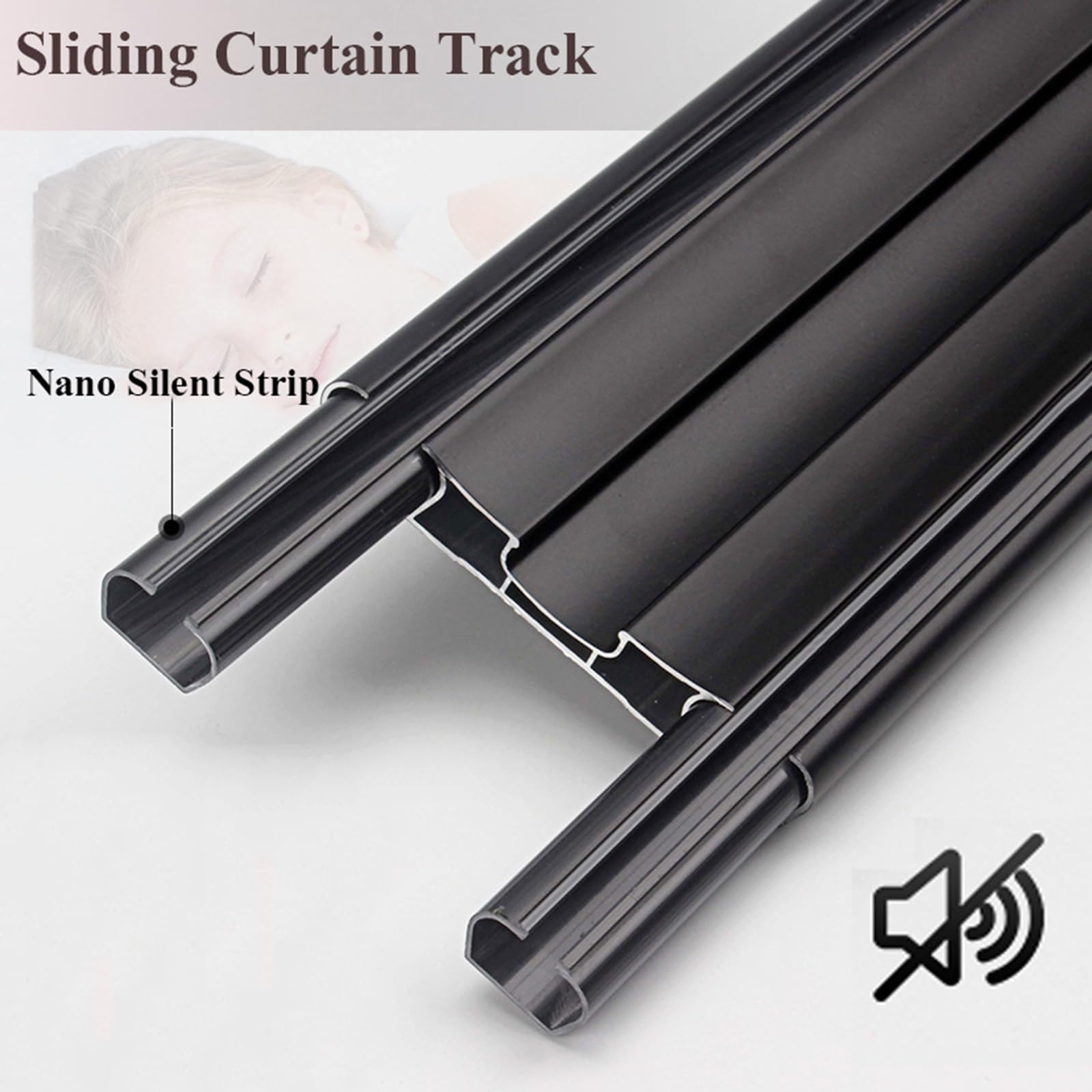 Rail Double pour Rideaux, Rail De Rideau De Plafond en Aluminium, Tringle À Rideaux Double en Métal pour Balcon, Chambre, Baie Vitrée, Salon(Champagne,560cm/4 * 140cm)
