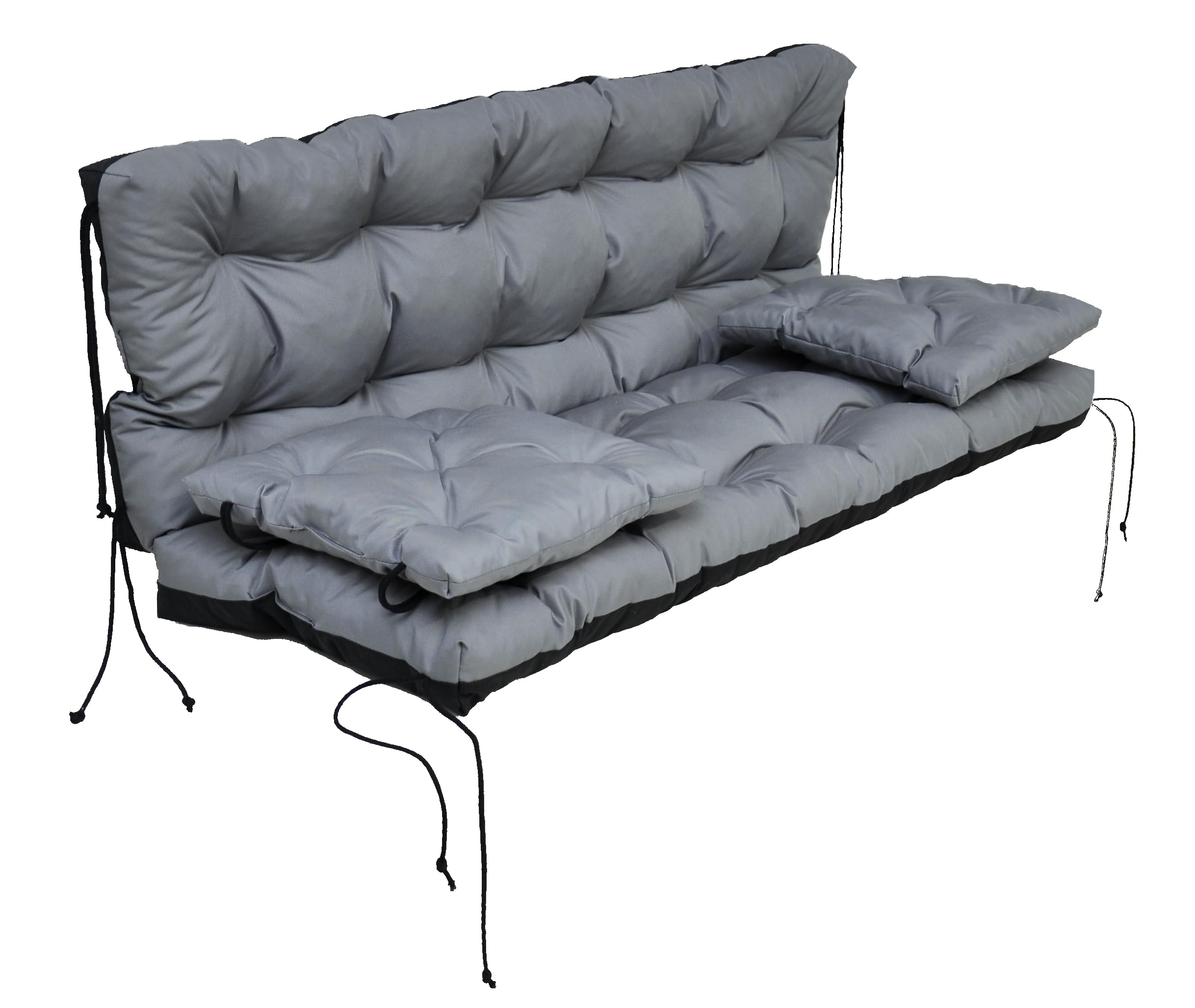 Coussin pour balancelle de Jardin, Coussin de Banc 150 cm, Coussin de Palette imperméable (Gris)
