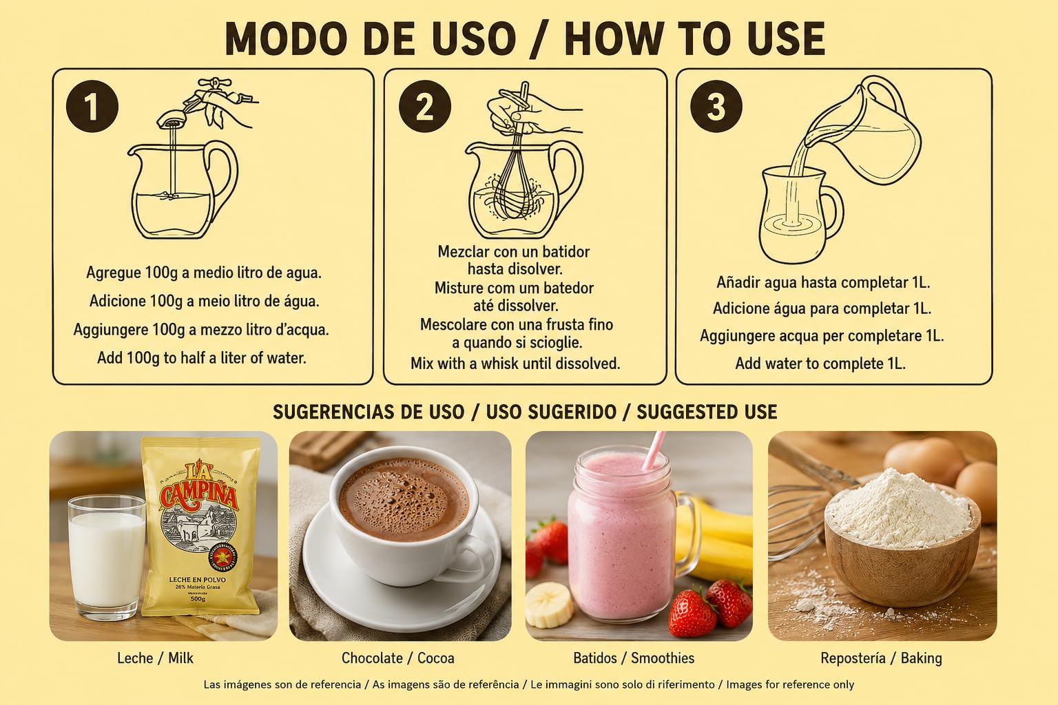 LA CAMPIÑA Leche en Polvo 26% Materia Grasa 500 G