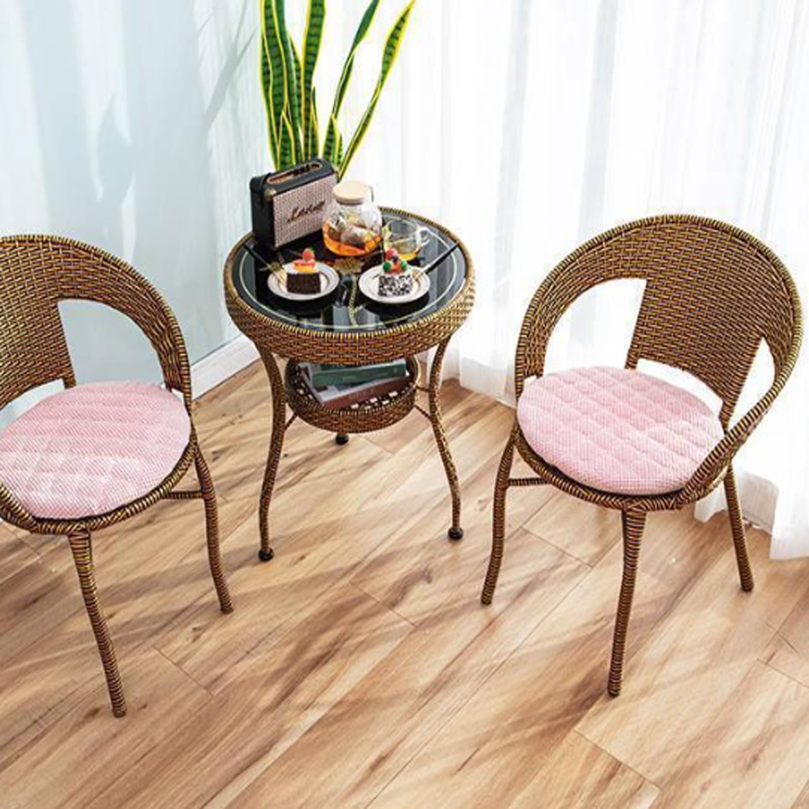 Poduszka na fotel rattanowy 50cm, aksamitna okrągła podkładka na krzesło, z krawatami i zdejmowanym pokrowcem, oddychająca tkanina, na okrągłe krzesła, taras, kuchnia, biuro, jadalnia