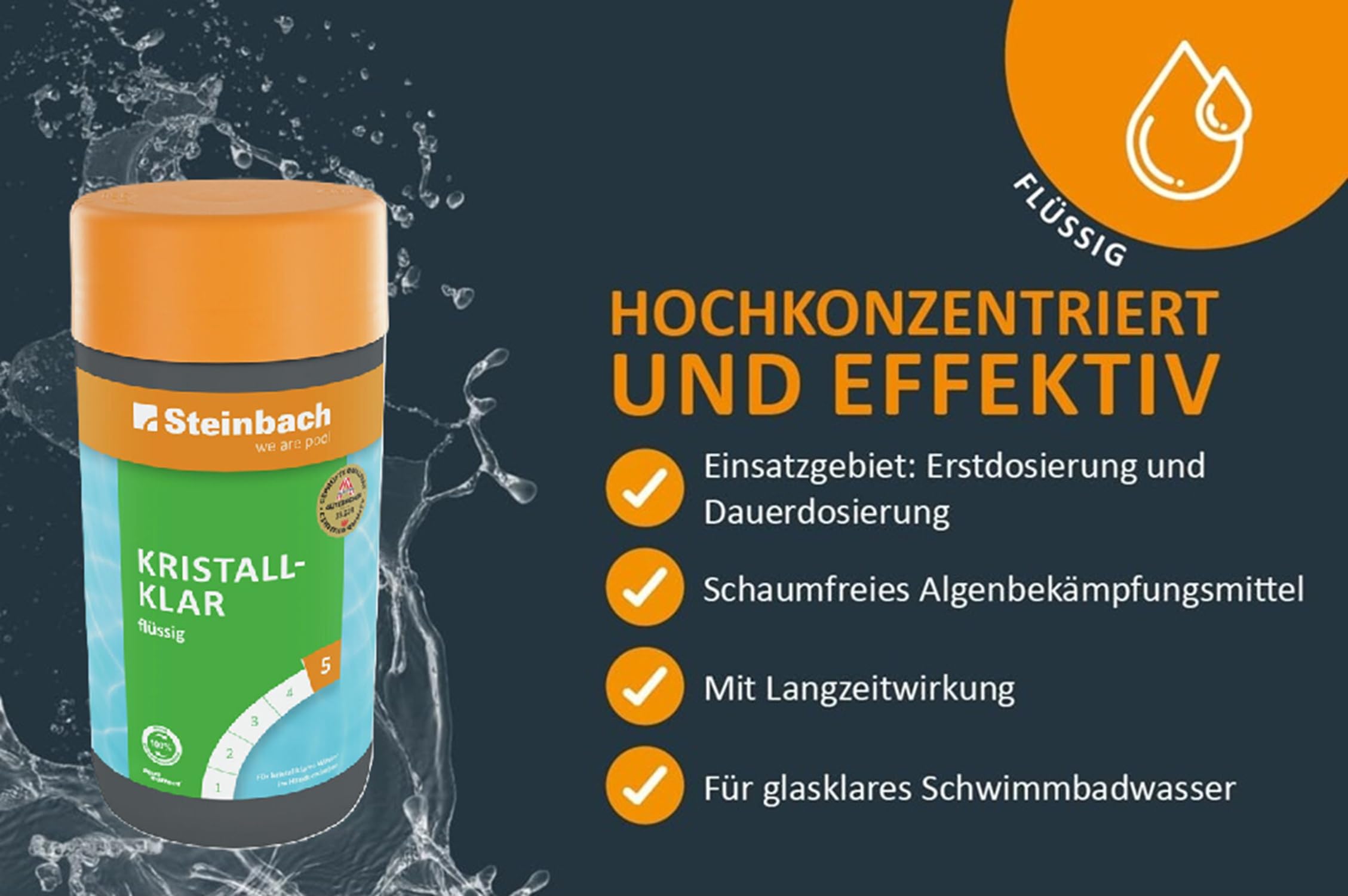 STEINBACH | Wasserpflege Set Classic XL I Pool Chlor Starterset für Einsteiger I Mini-Multitabs, Kristallklar, Dosierschwimmer, Testkit, pH-Senker & Chlorgranulat | Pool-Zubehör-Set für Anfänger