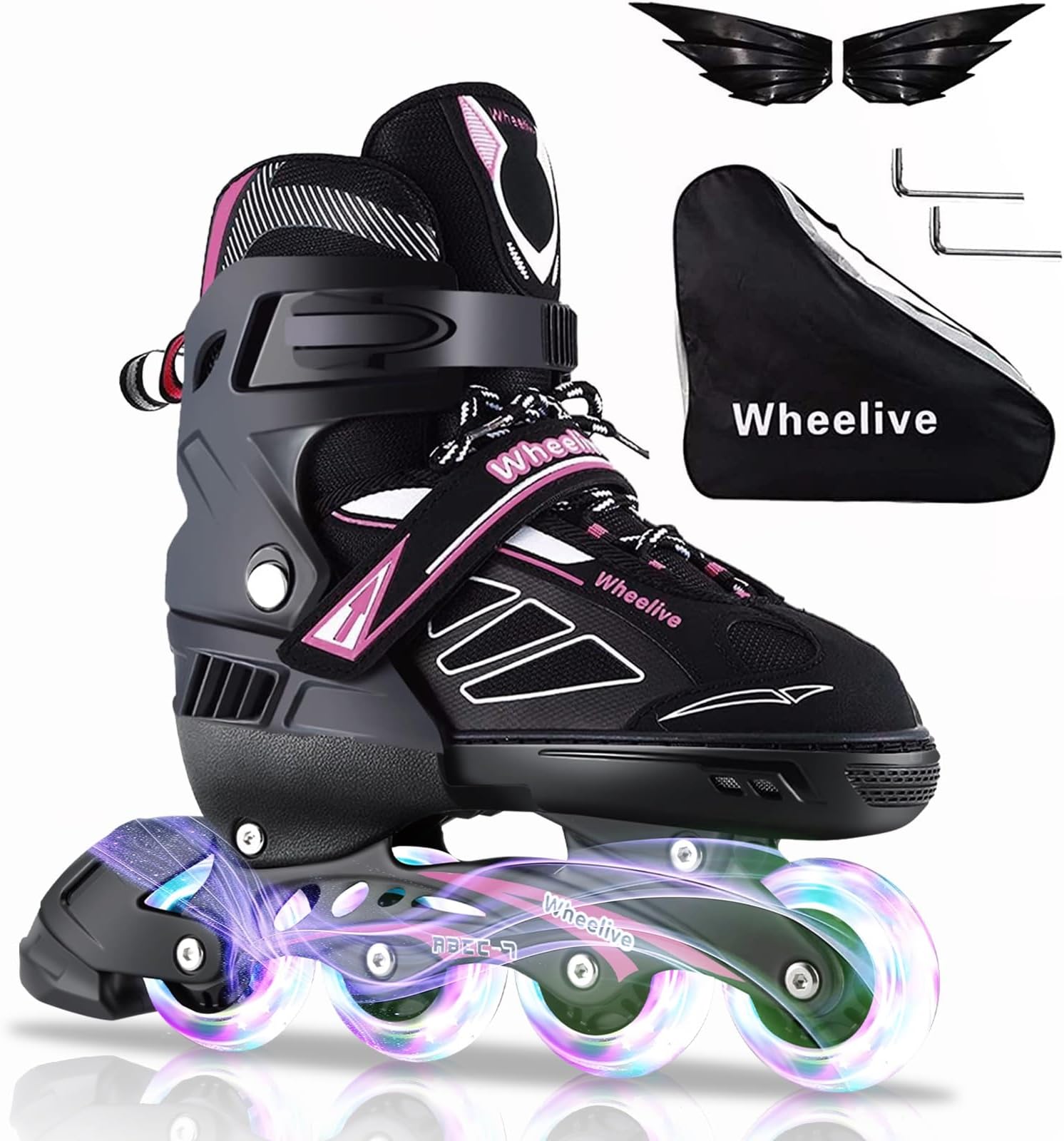 Adjustable Inline Skates for Kids, Performance Roller Skates with Full Light Up Wheels Ideal for Boys, Girls, Beginners, Adults