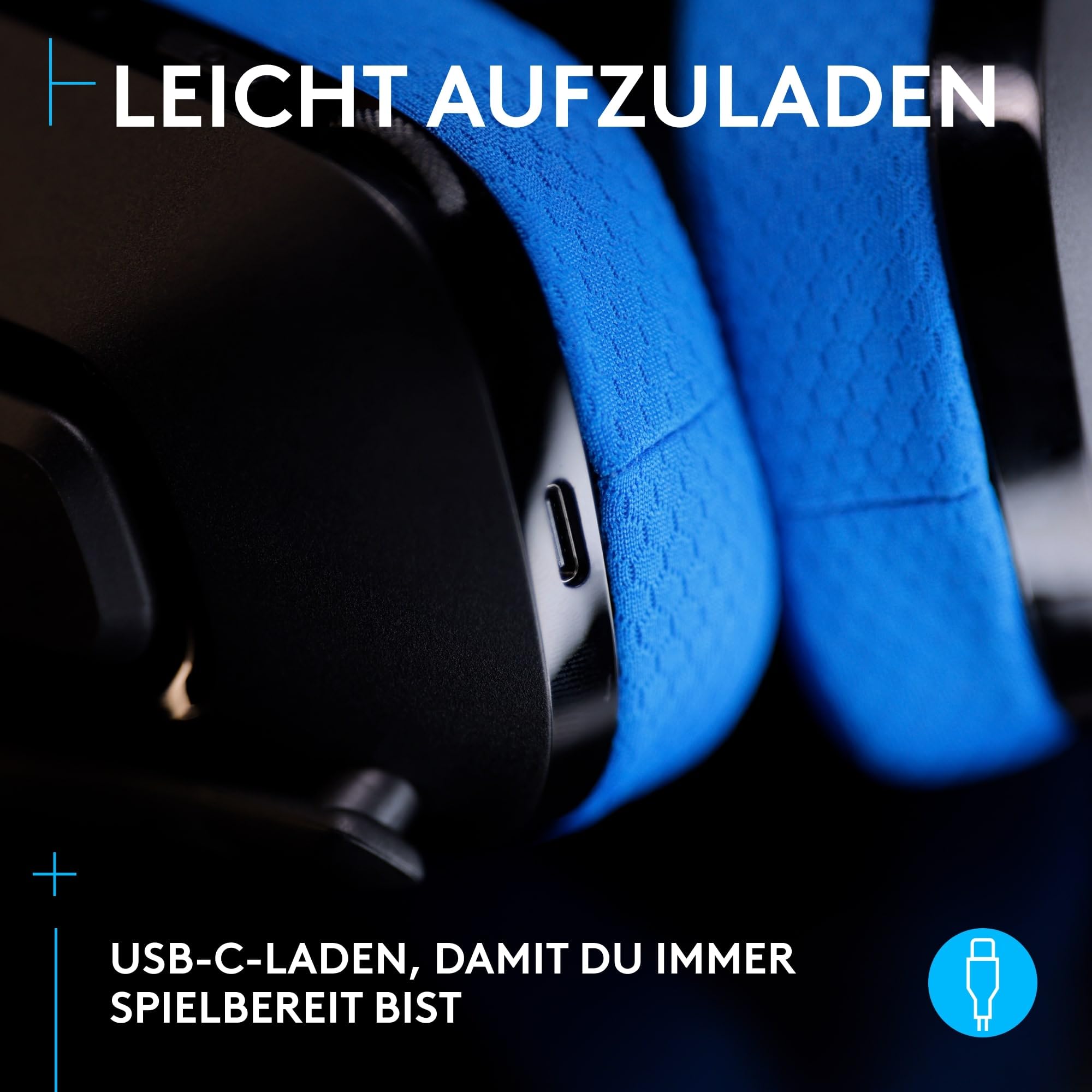 Logitech G G535 Lightspeed Wireless Gaming Headset On-Ear-Kopfhörer 33h Akku PS5 PS4 PC USB-C Schwarz Blau