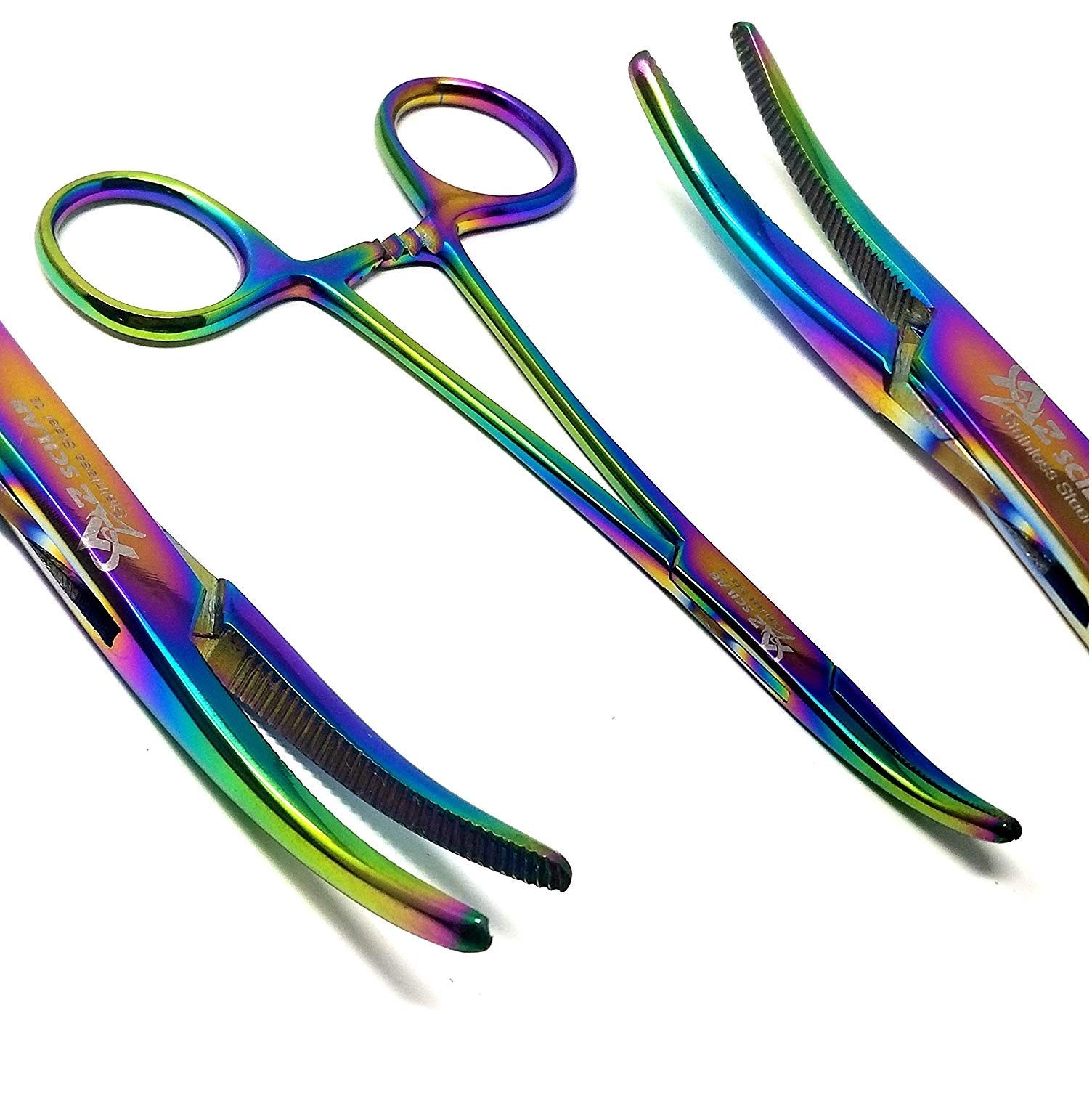 Hemostat Locking Forceps 5" Curved with Full Serrated Jaws Ideal for Clamping, Fishing, Firefighters Nurses Doctors + More (RAINBOW) — Amazon image 4