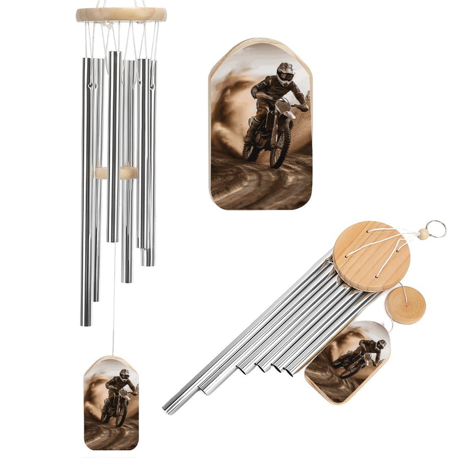 Motocross Wind Chimes for Outside House Warming Gifts, Deep Tone Soothing Melodic Tones Windchimes, Memorial Wind Chime for Home Garden Decoration Aluminium Large Wind Chimes