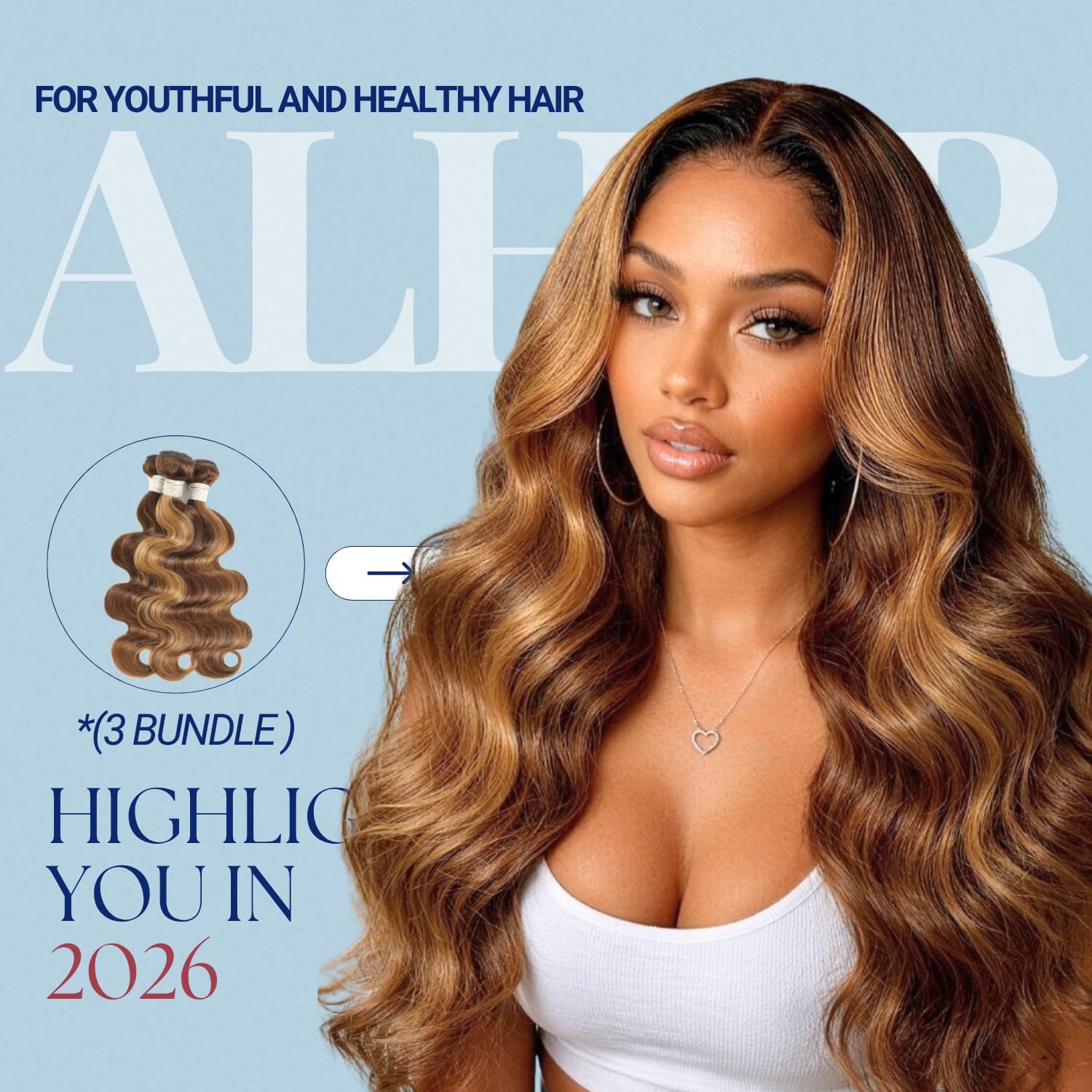 ALHER #4/27 Honey Blonde Highlight Bundles with 13x4 Frontal 12 14 16+12 IN | Bundles with Ear to Ear 13x4 Lace Frontal Closure,Ombre Brown and Blond,Pre Plucked with Baby Hair,12A 100% Virgin Human Hair