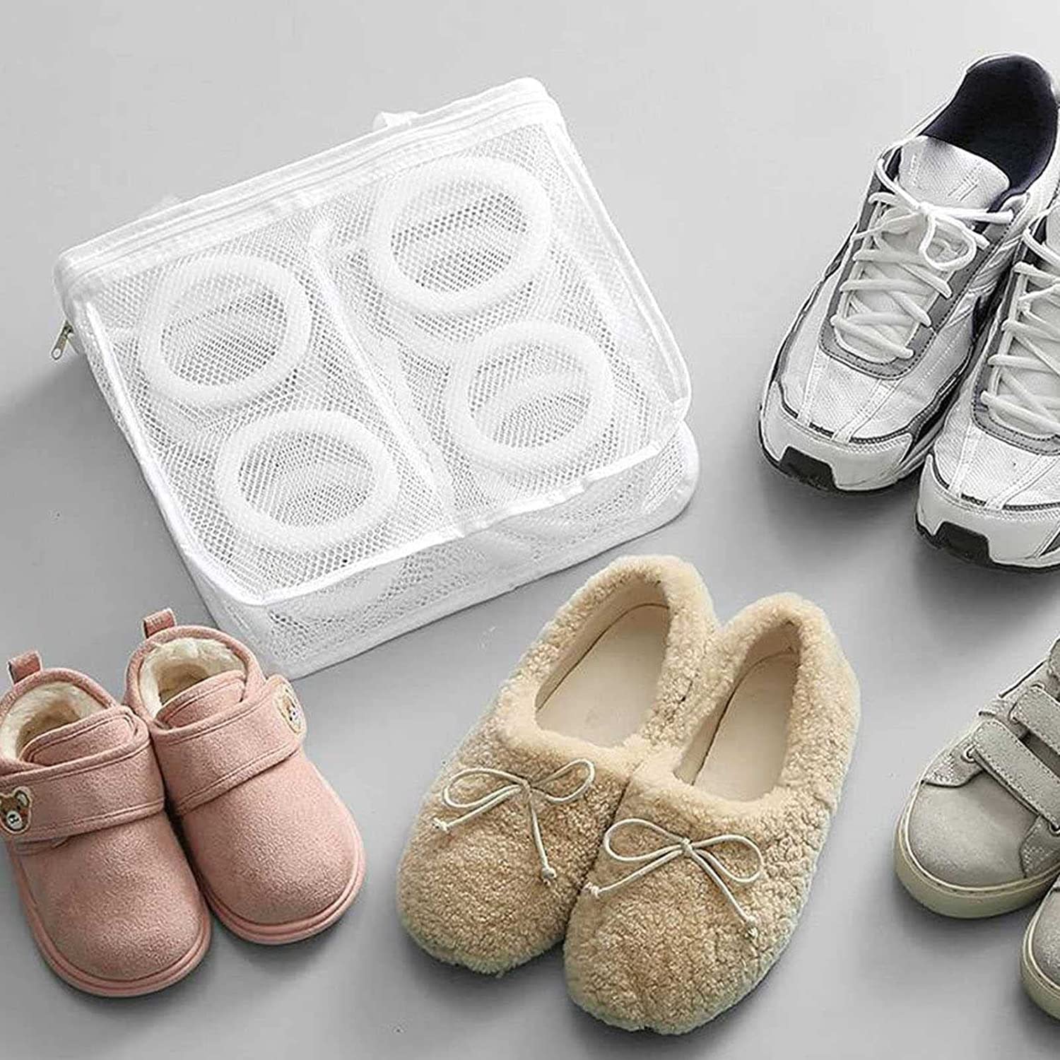 3 X Schuhwaschbeutel Sneaker-Mesh-Wasch-Reinigungsbeutel Waschmaschine Und Trockner Schuhwaschbeutel Für Socken Dessous Freizeitkleidung Reiseaufbewahrung