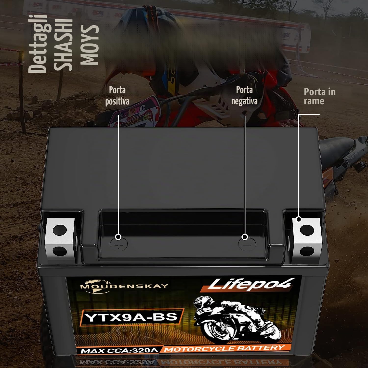 Batteria al Litio per Moto 12V Litio Batteria LiFePO4 YTX9A-BS 3AH