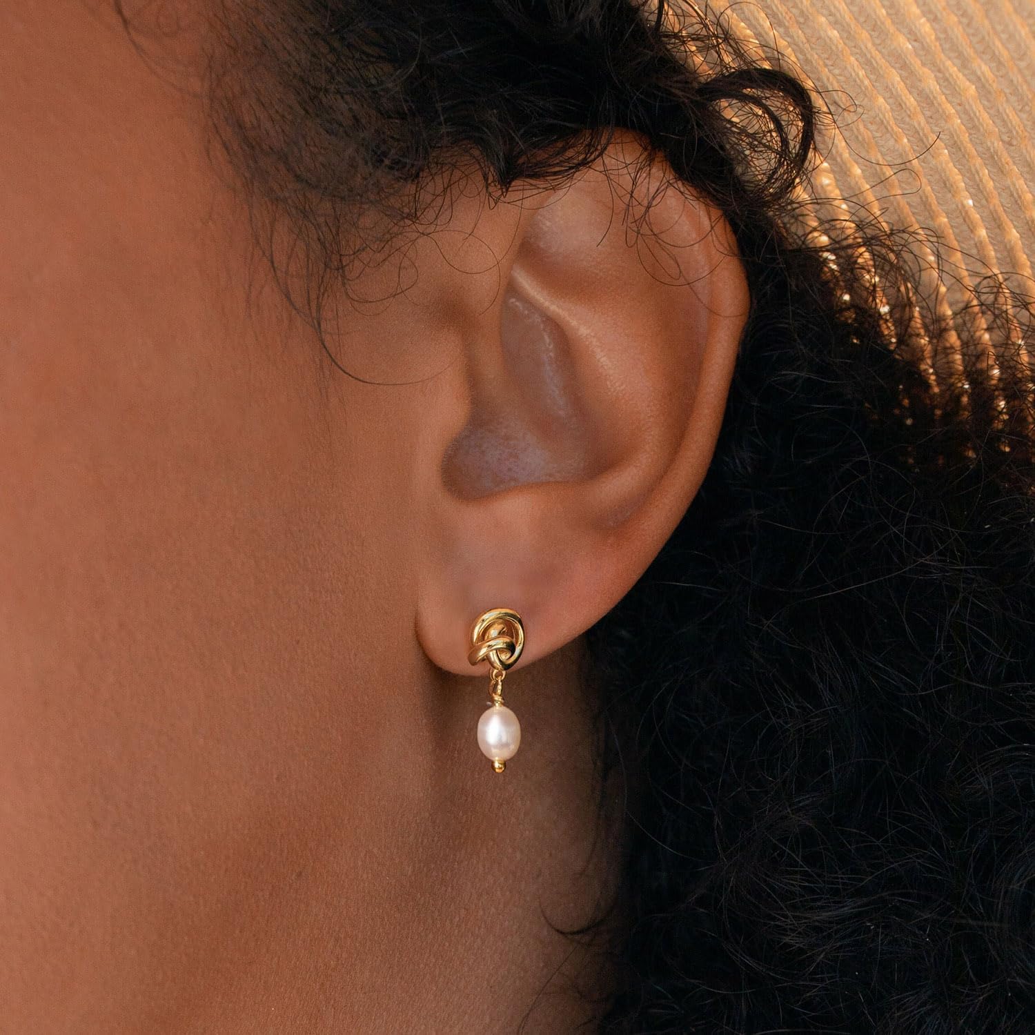 Pearl Earrings-14K Gold Plated Dainty Pearl Huggie Small Hoop Drop Dangle Earrings for Women Bridal Bridesmaids Elegant Wedding Jewelry - Image 2