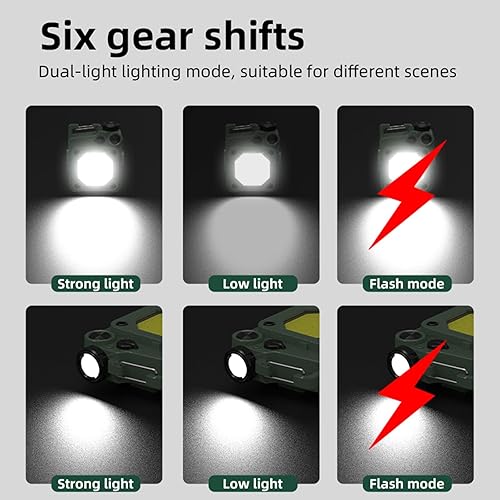 Miniatura 3 de COB Linterna pequeña brillante recargable llavero mini linterna 1000 lúmenes con 6 modos de iluminación luces con soporte plegable e imán fuerte