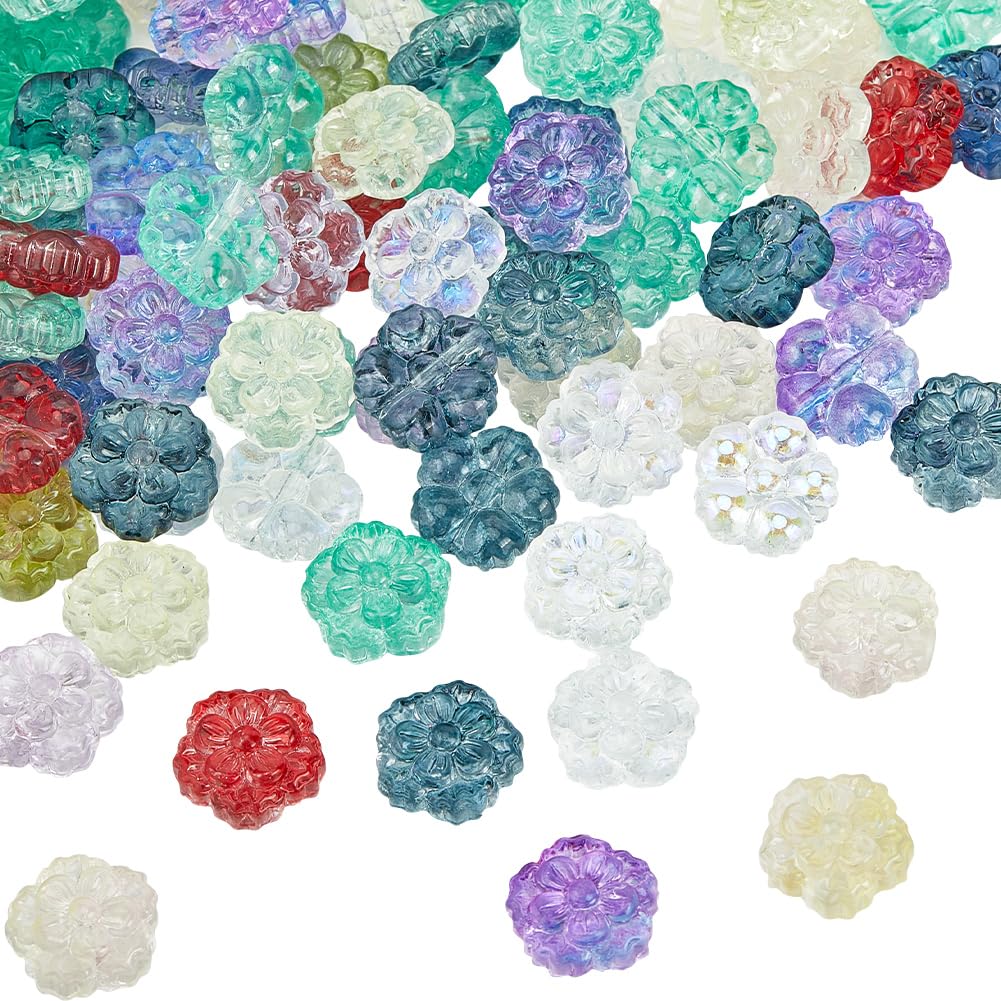 Perles de fleurs en verre de haute qualité transparentes pour colliers