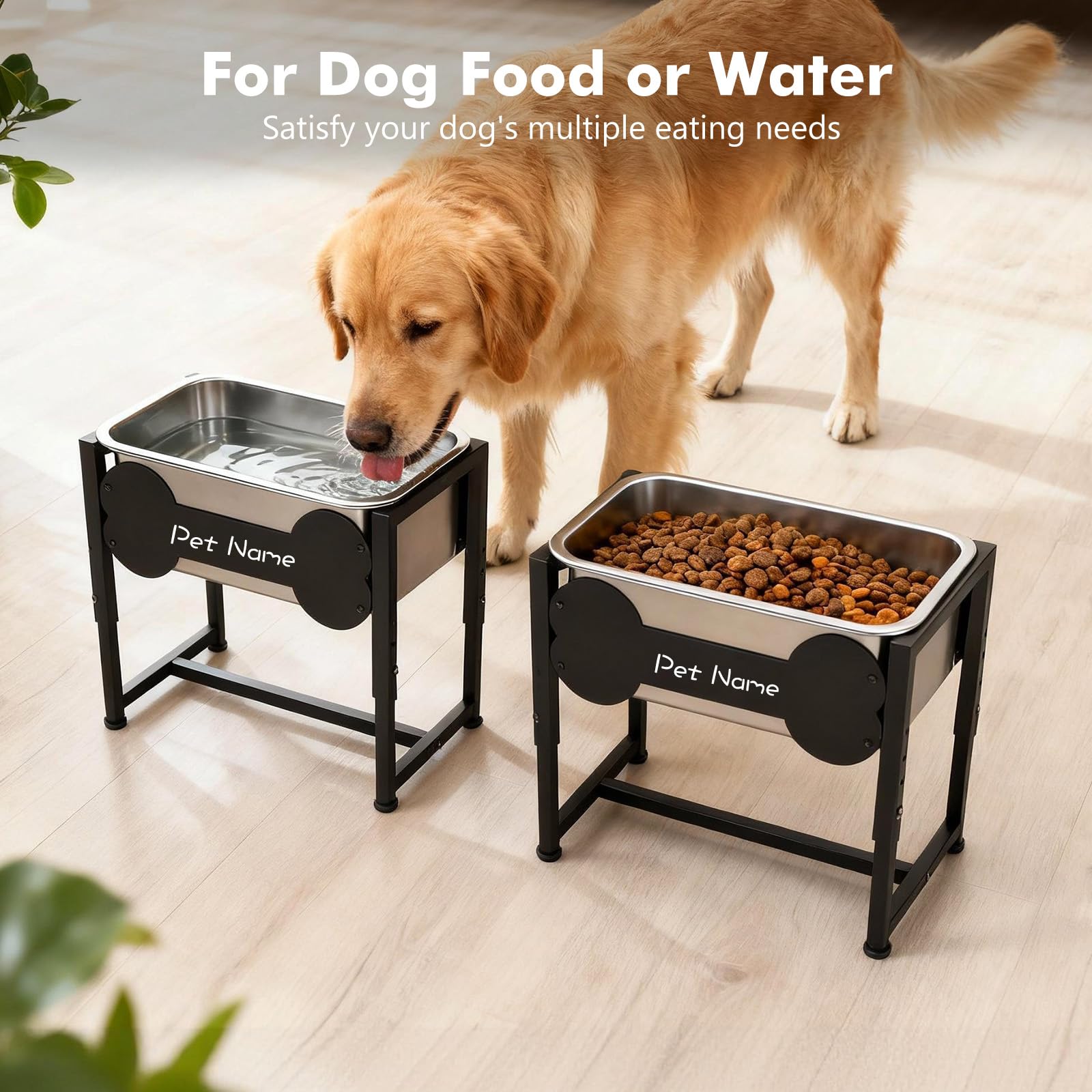 Gamelle surélevée pour Chien, Bol d'eau INOX 9L Réglable pour Grandes Races, Distributeur avec Support Métal pour Soulager Les Articulations, Facile à Nettoyer, Intérieur Extérieur