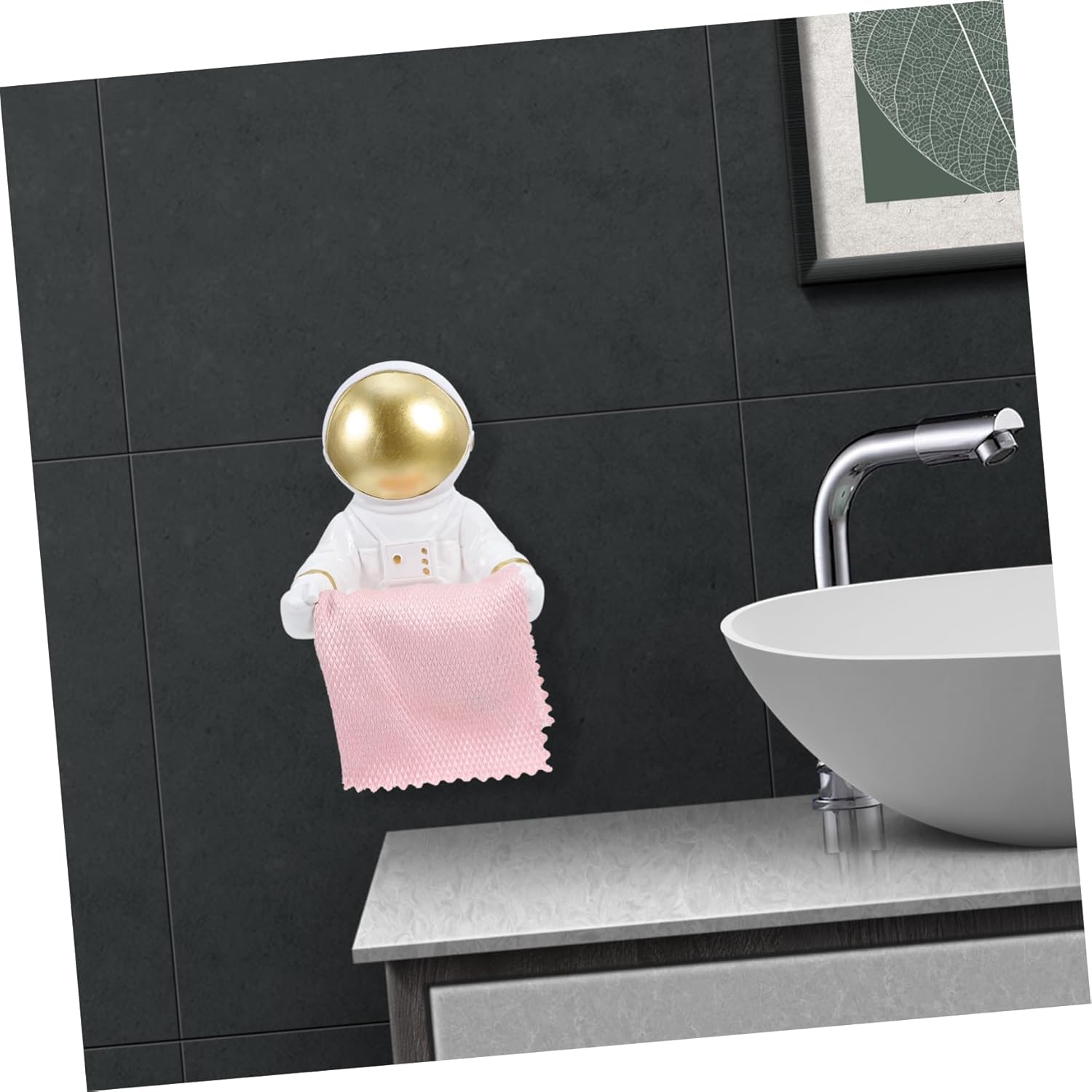 Golden Astronaut Roll Paper Mounted Organizer Durable Resistant Spaceman Toilet Paper Holder for Bathroom Outer Space Room Decor