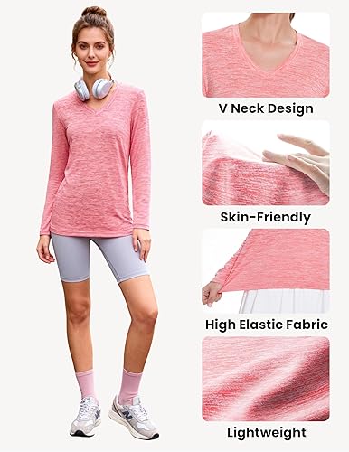 Miniatura 5 de Paquete de 4 a 7 camisetas de manga larga para mujer, camisetas que absorben la humedad, camisetas de entrenamiento de manga larga para mujer,