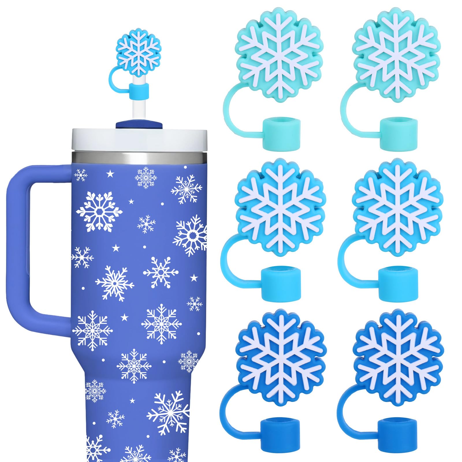 Capuchons de paille 10 mm flocon de neige pour vos pauses café hivernales