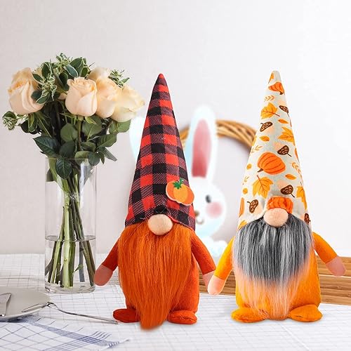 Miniatura 6 de 3 piezas de decoración de otoño, decoración de cosecha, decoraciones de Acción de Gracias, gnomos de felpa de elfo enano con calabaza y hojas de