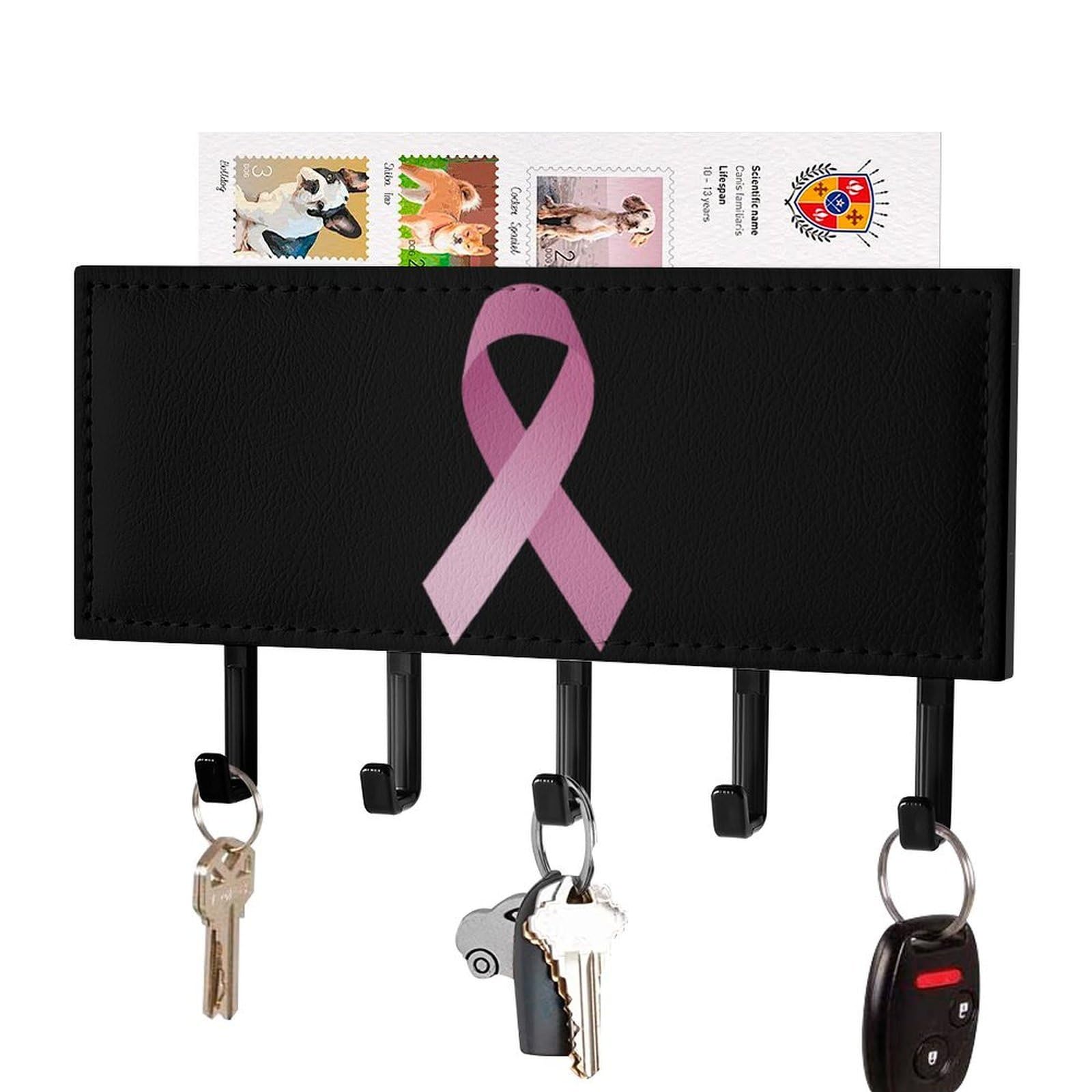 NCLQVJXZKHW Awareness Ribbon Key Holder with 5 Hooks Key Hooks Wall Mounted Key Racks Key Hanger Organiser Shelf