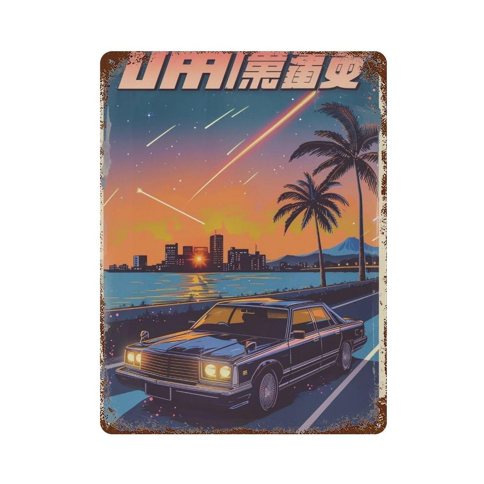YHGERTKU City Pop Night Drive 03 Wall Art Retro Iron Vintage Metal Tin Sign Poster Modern Decor for Living Rooms Gift 40x30cm