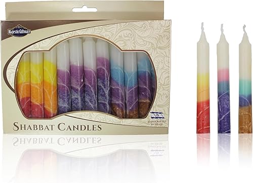 Miniatura 163 de Majestic Giftware /Safed Candles - Paquete de 12 velas Shabat (SC-SHTR-T) Velas tradicionales de Shabat hechas a mano de 5 pulgadas sin goteo Se