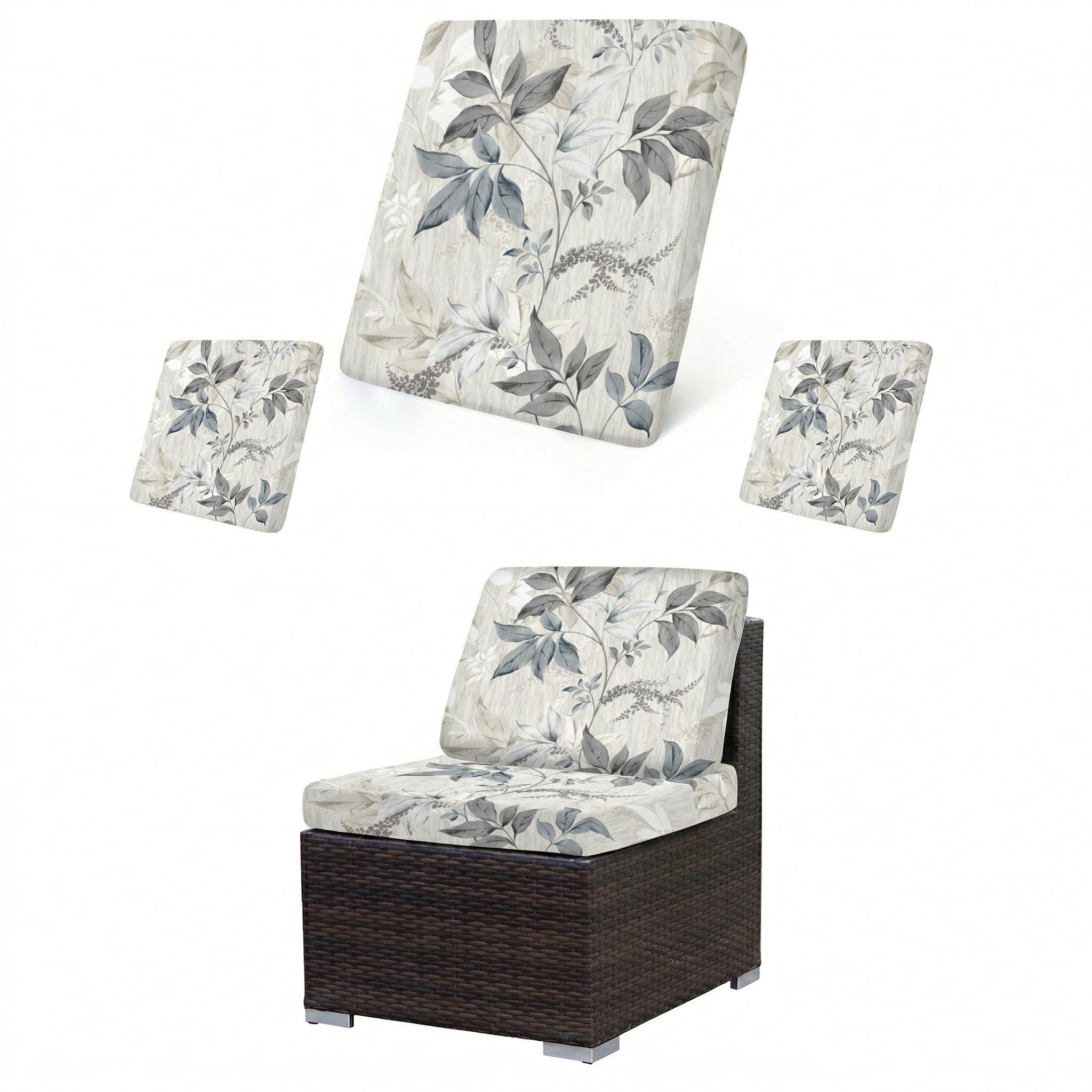 LiveGo Patio Stretch Sofa Cushion Cover Outdoor Cushion Cover Replacement Patio Furniture Cushions Couch Slipcovers Chair Seat Cover Soft Flexibility Protector (3, Flowers) — image 1