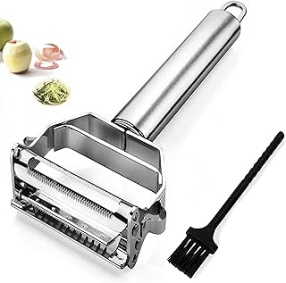 Julienne Peeler, Potato Peeler,Stainless Steel Vegetable Peeler with Cleaning Brush for Carrot, Cucumber, Fruit, Dual-Side...