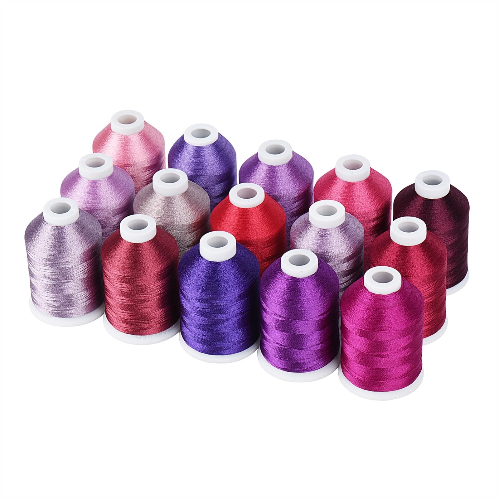 Stickgarn Stickmaschinengarn, 15 Optionen, Farben, Set, Polyester, 40 WT, 120D-Garn for Stickmaschinen-Nähmaschine(Purple)
