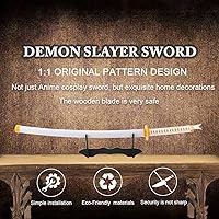 Vista 10 de Espada Demon Slayer para cosplay con soporte para cinturón, 41 pulgadas Kamado Tanjirou Fuego