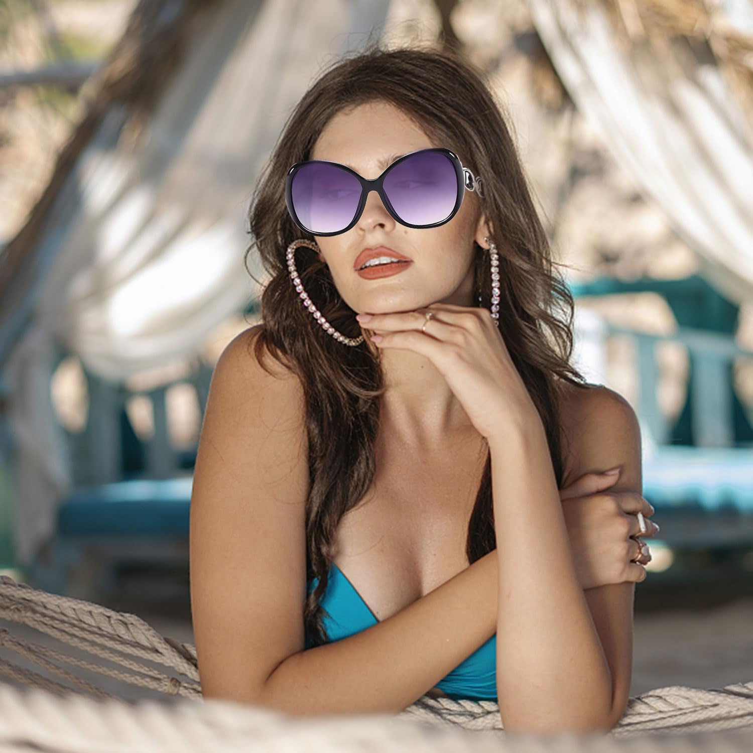 YIWONFU Occhiali da Sole Donna Polarizzati 2 Pezzi, Sunglasses Donna Moda Anti-UV Occhiali da Sole Vintage