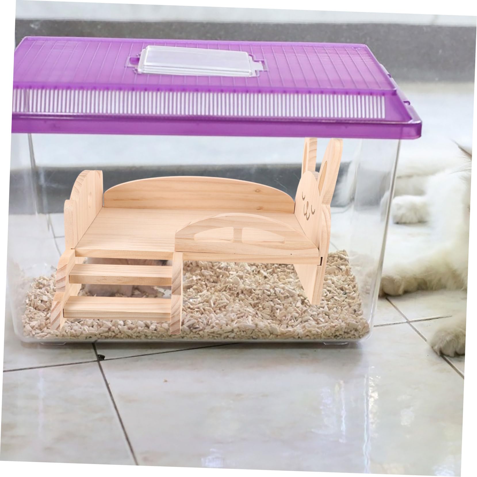 KOMBIUDA Cama de Madera para Cobayas con Escaleras Resistente y Fácil de Cama y para Hámsteres y Pequeños Roedores Jaulas