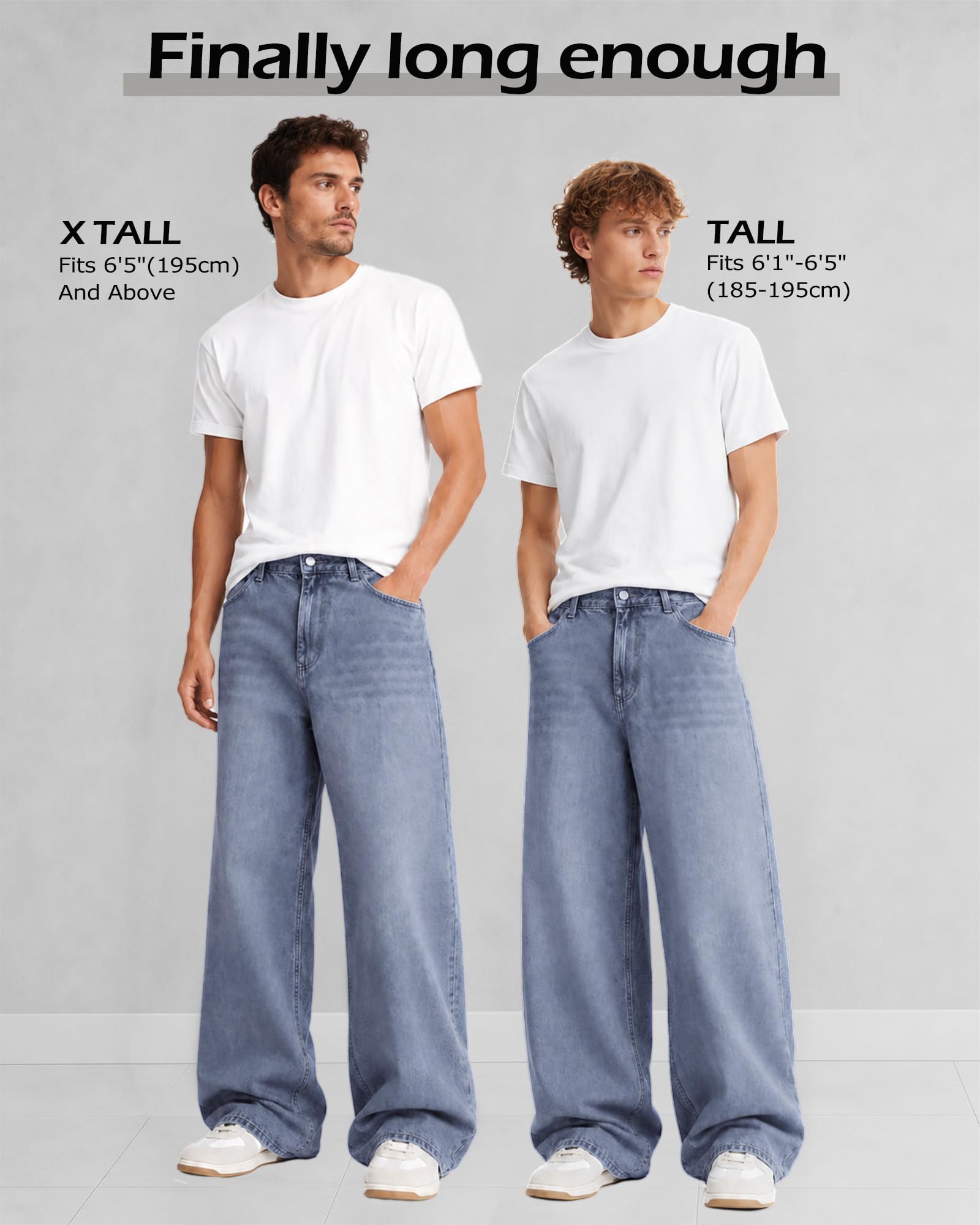 Zylioo Baggy Jeans - Jeans da uomo, extra lunghi