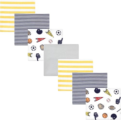 Miniatura 143 de Hudson Baby Paquete de 7 mantas receptoras unisex de franela de algodón para bebé, Dino Friends, talla única Abeja,Azul Verde Dino,Azul