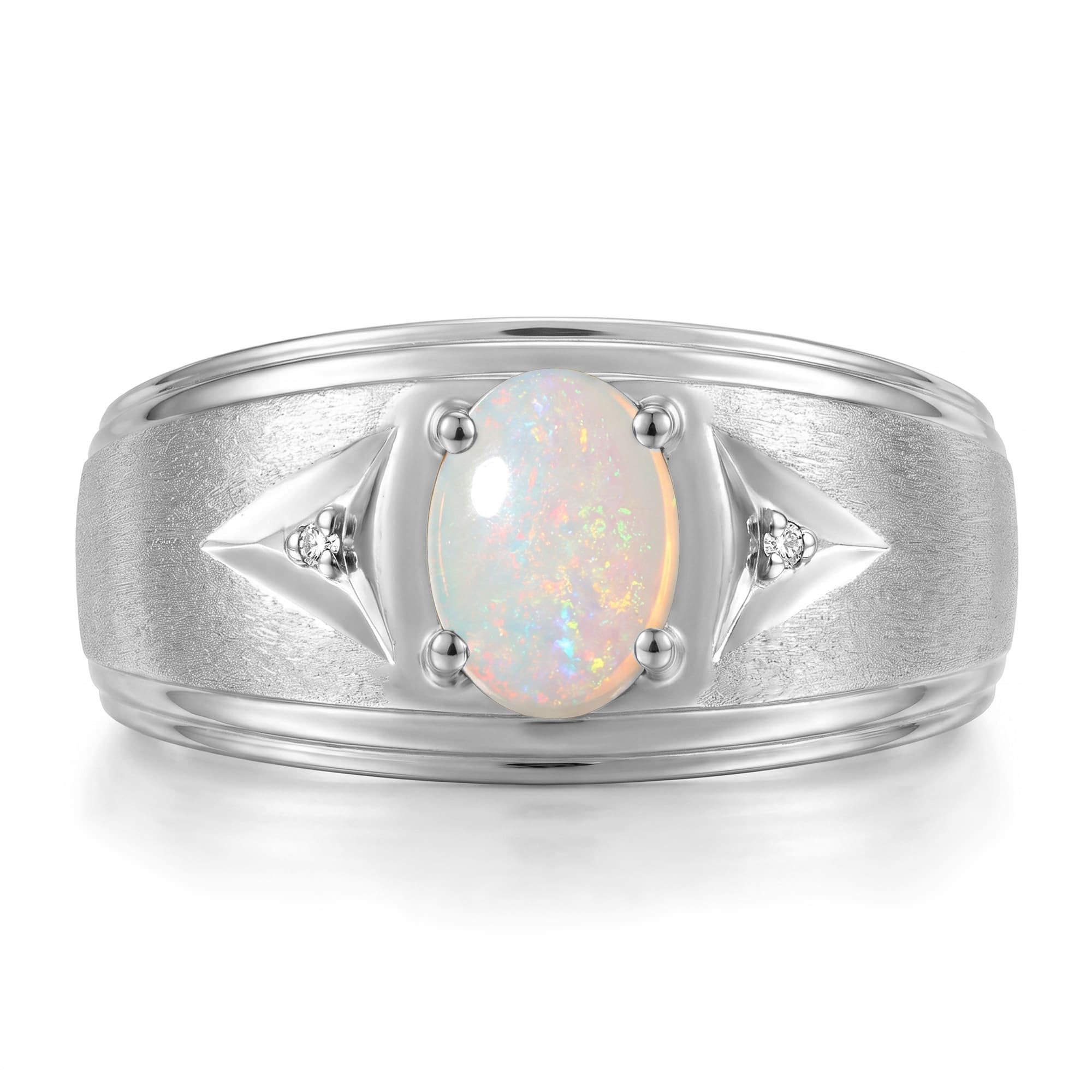 Rylos Men's Rings Classic Design 8X6MM Oval Gemstone &amp; Sparkling Diamond Ring - Color Stone Birthstone Rings for Men, Sterling Silver Rings in Sizes 8-13. Elevate Your Style with Timeless Elegance!